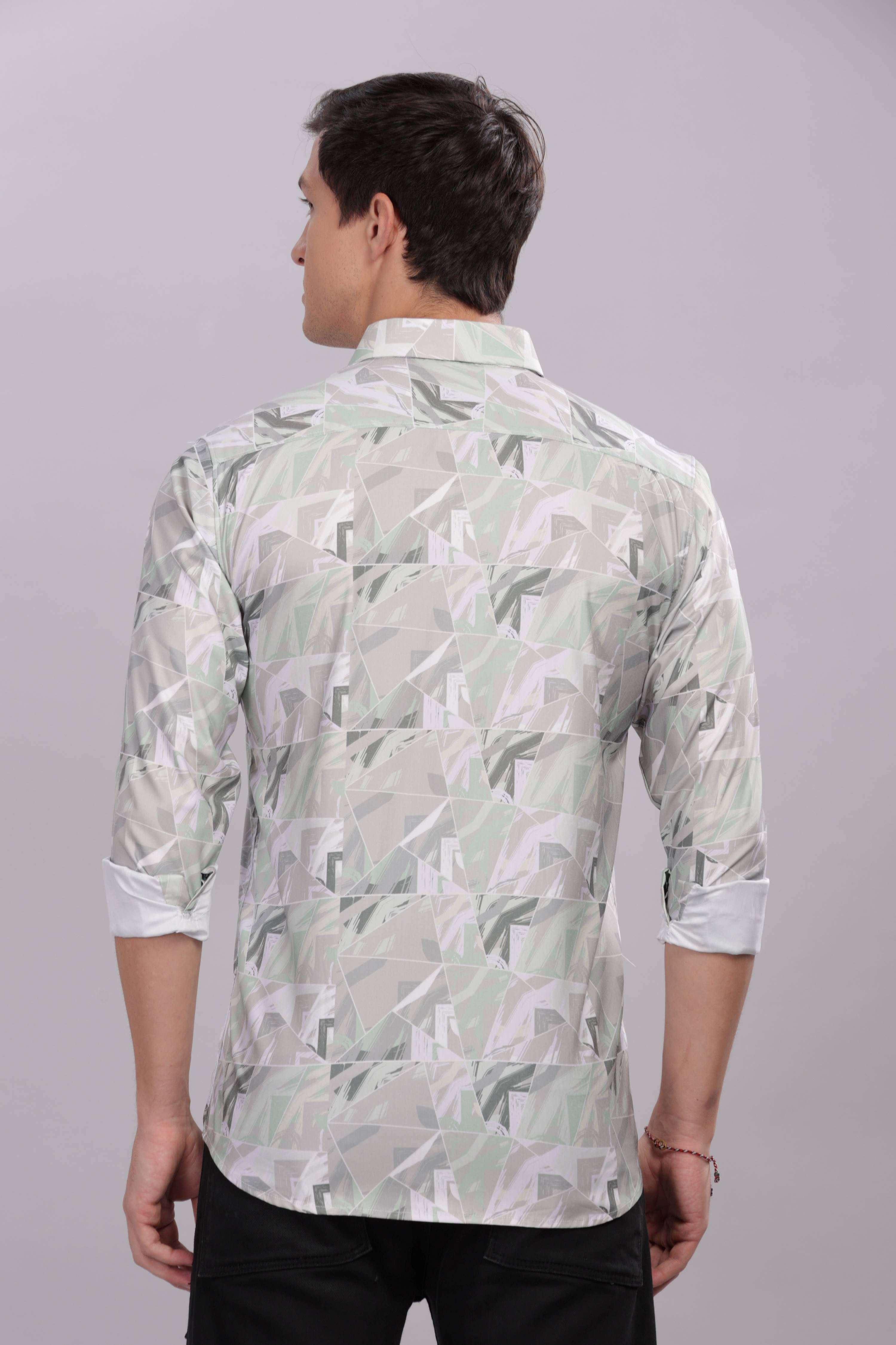 Geometric Camouflage Pattern Printed Shirt