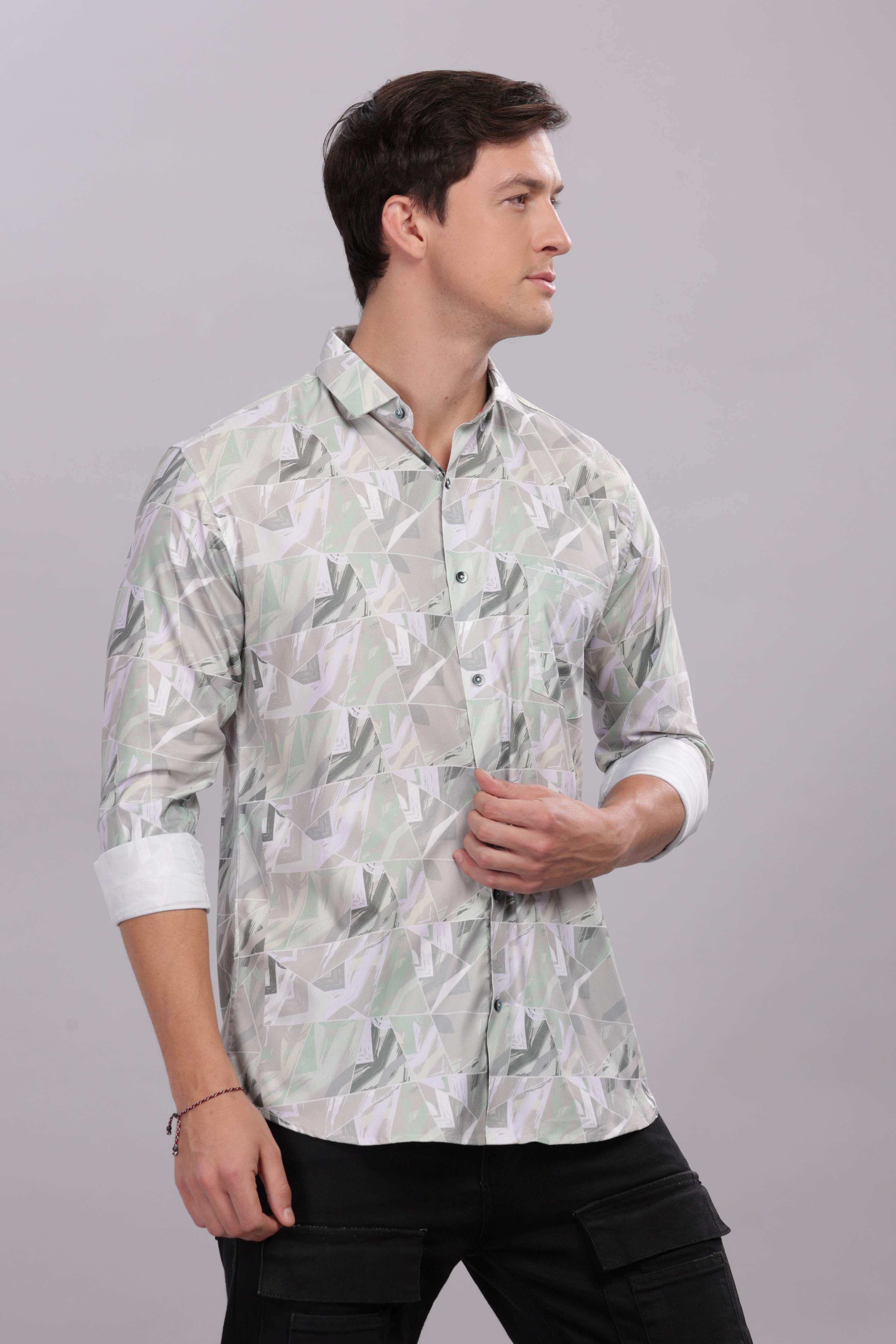 Geometric Camouflage Pattern Printed Shirt
