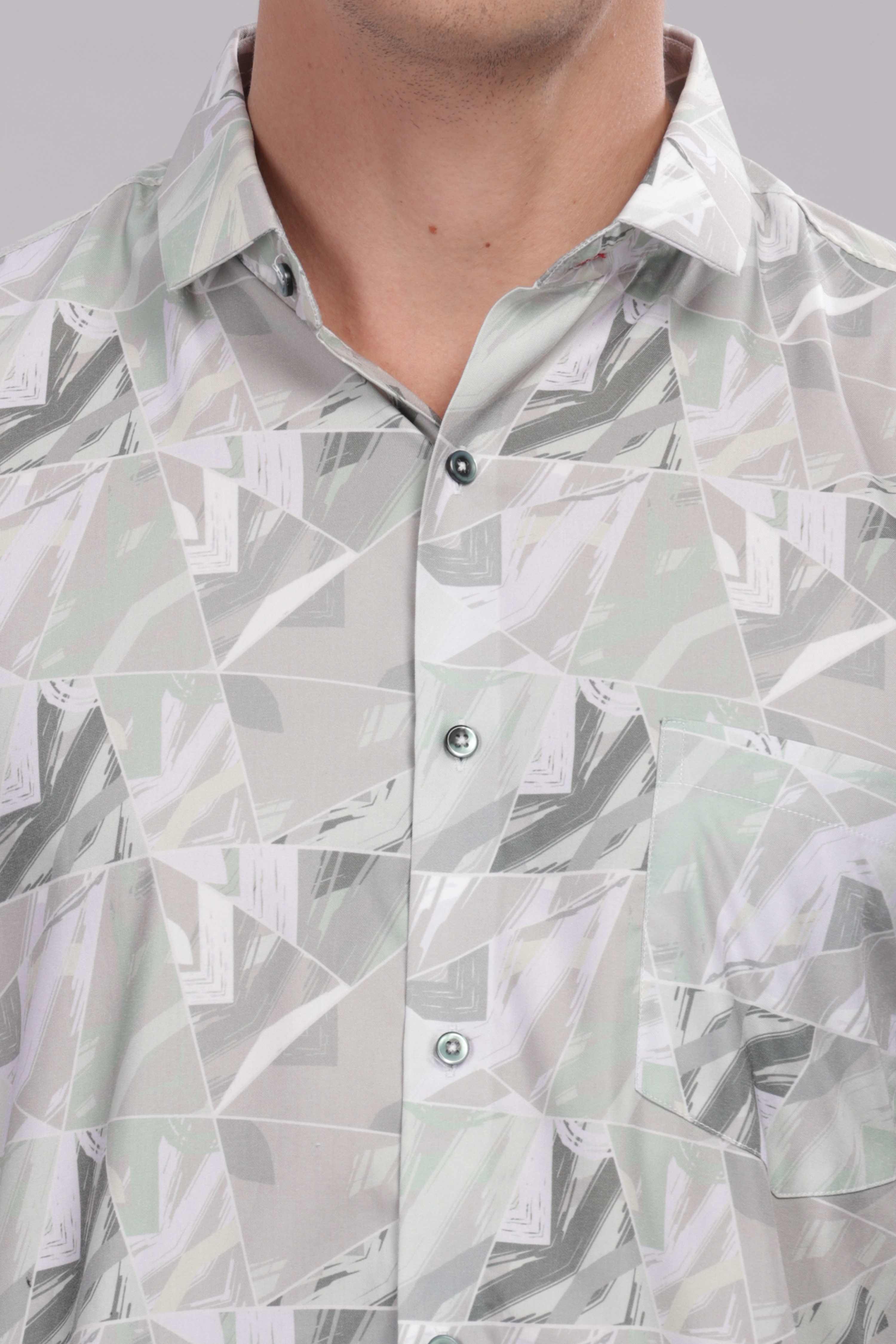 Geometric Camouflage Pattern Printed Shirt