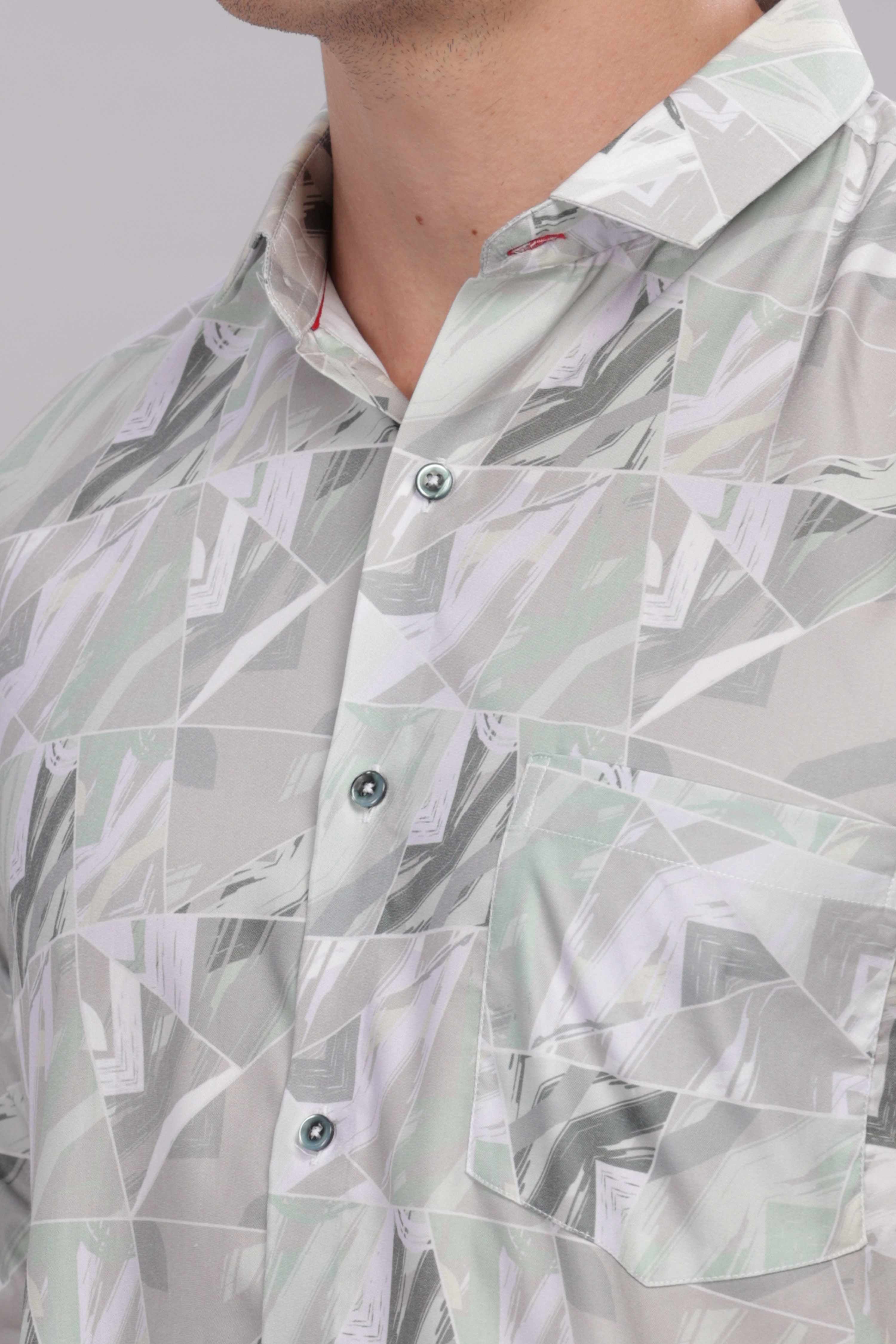 Geometric Camouflage Pattern Printed Shirt