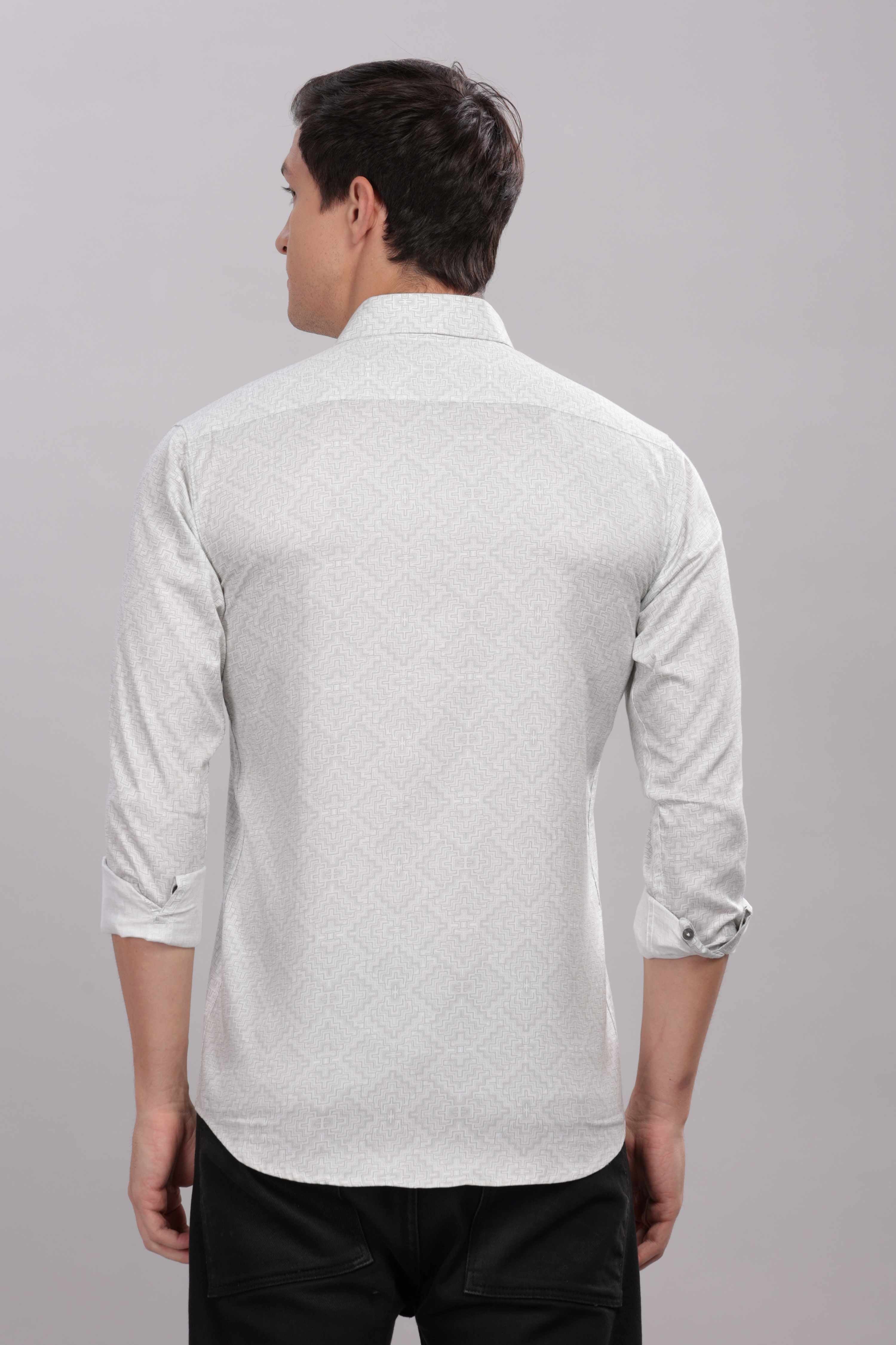 Waffle Printed White Shirt