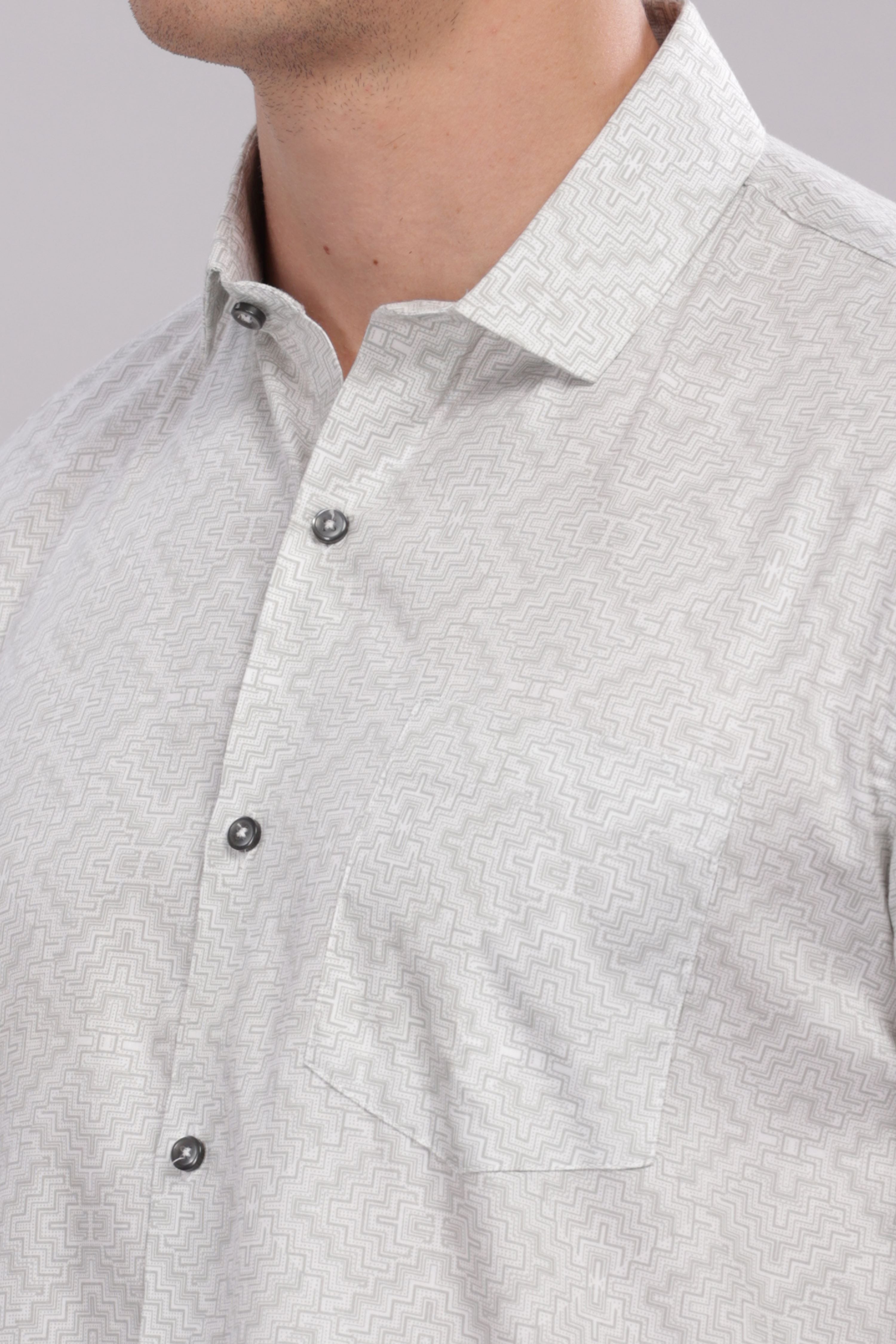 Waffle Printed White Shirt