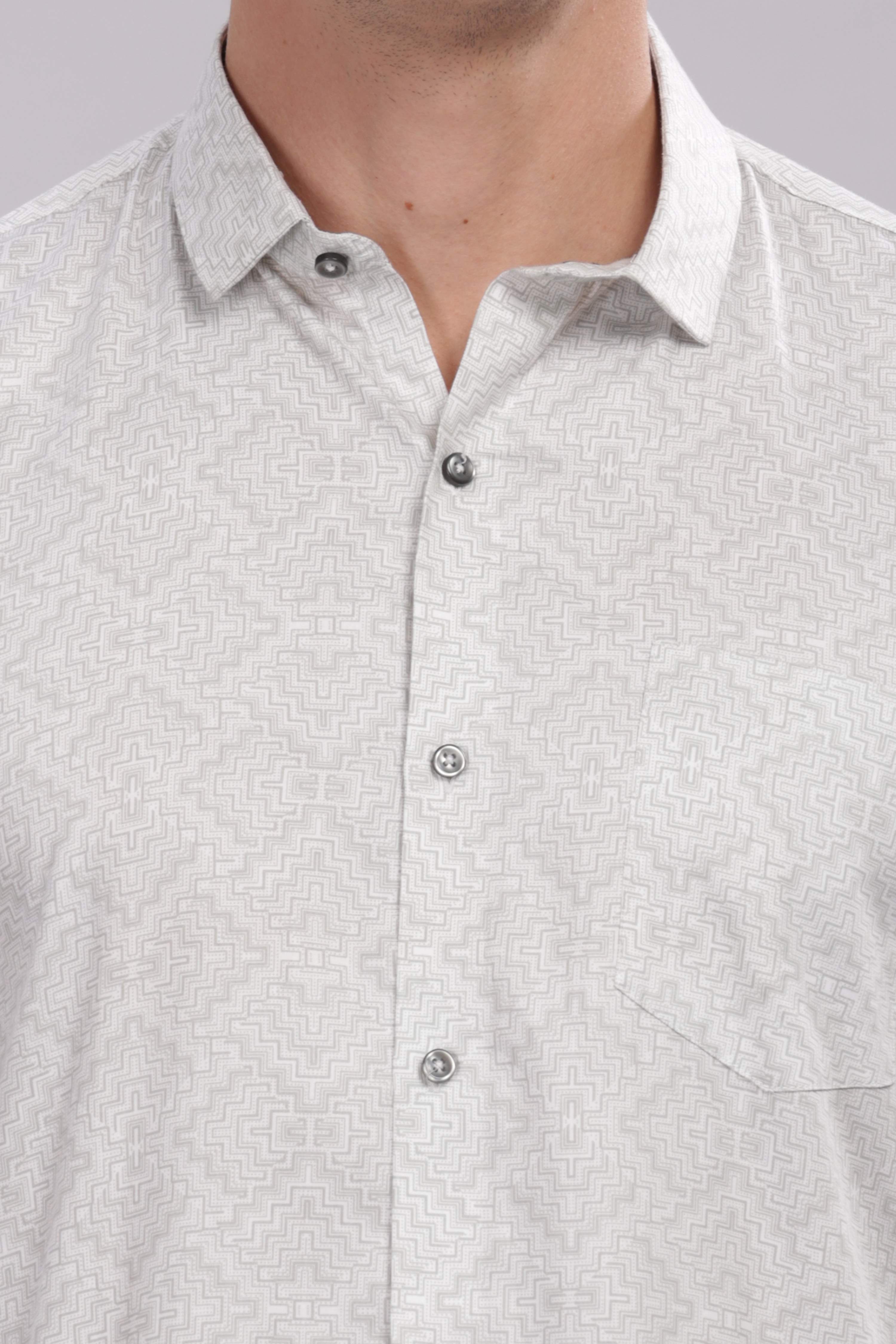 Waffle Printed White Shirt