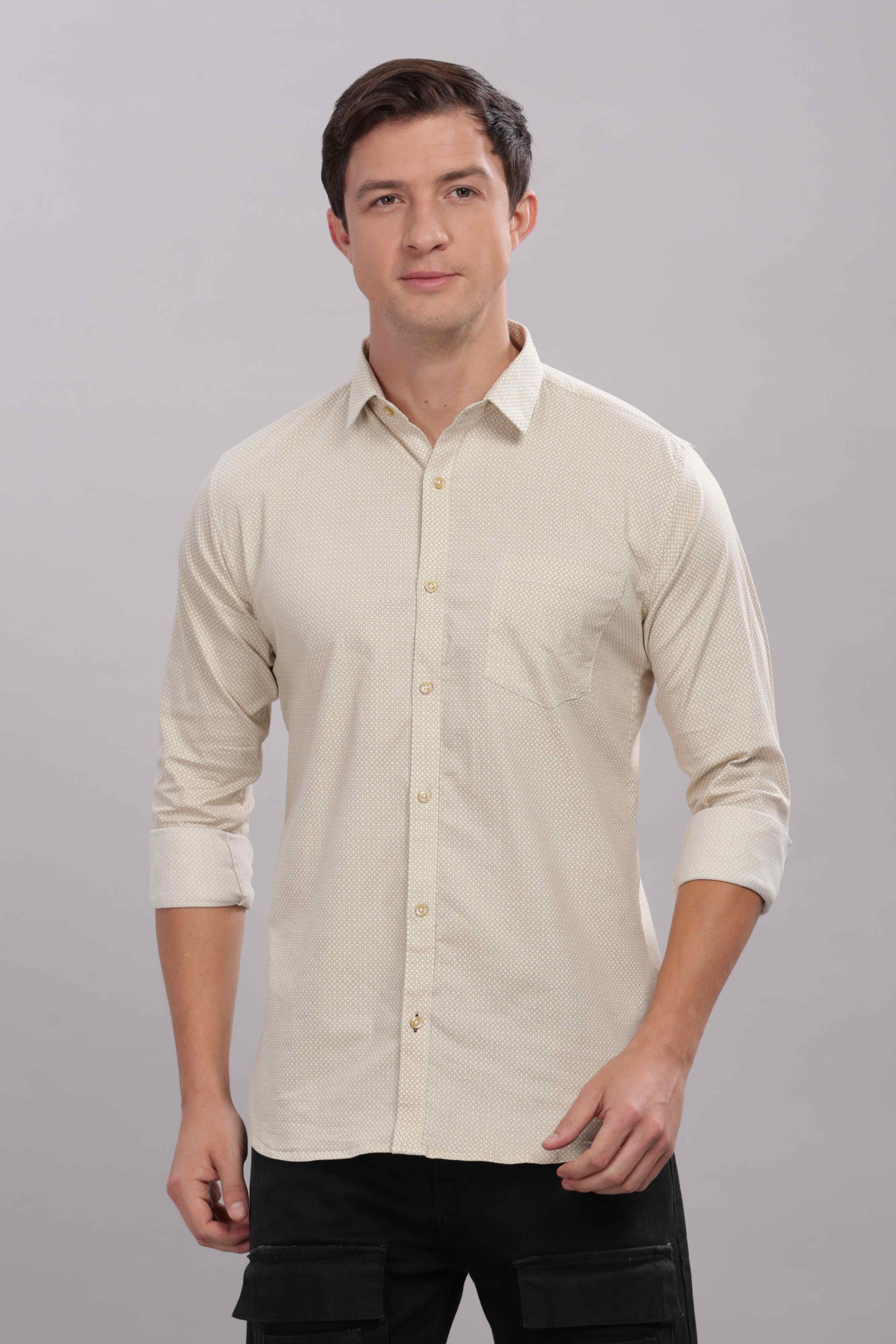 Small Squares Silver Printed Shirt