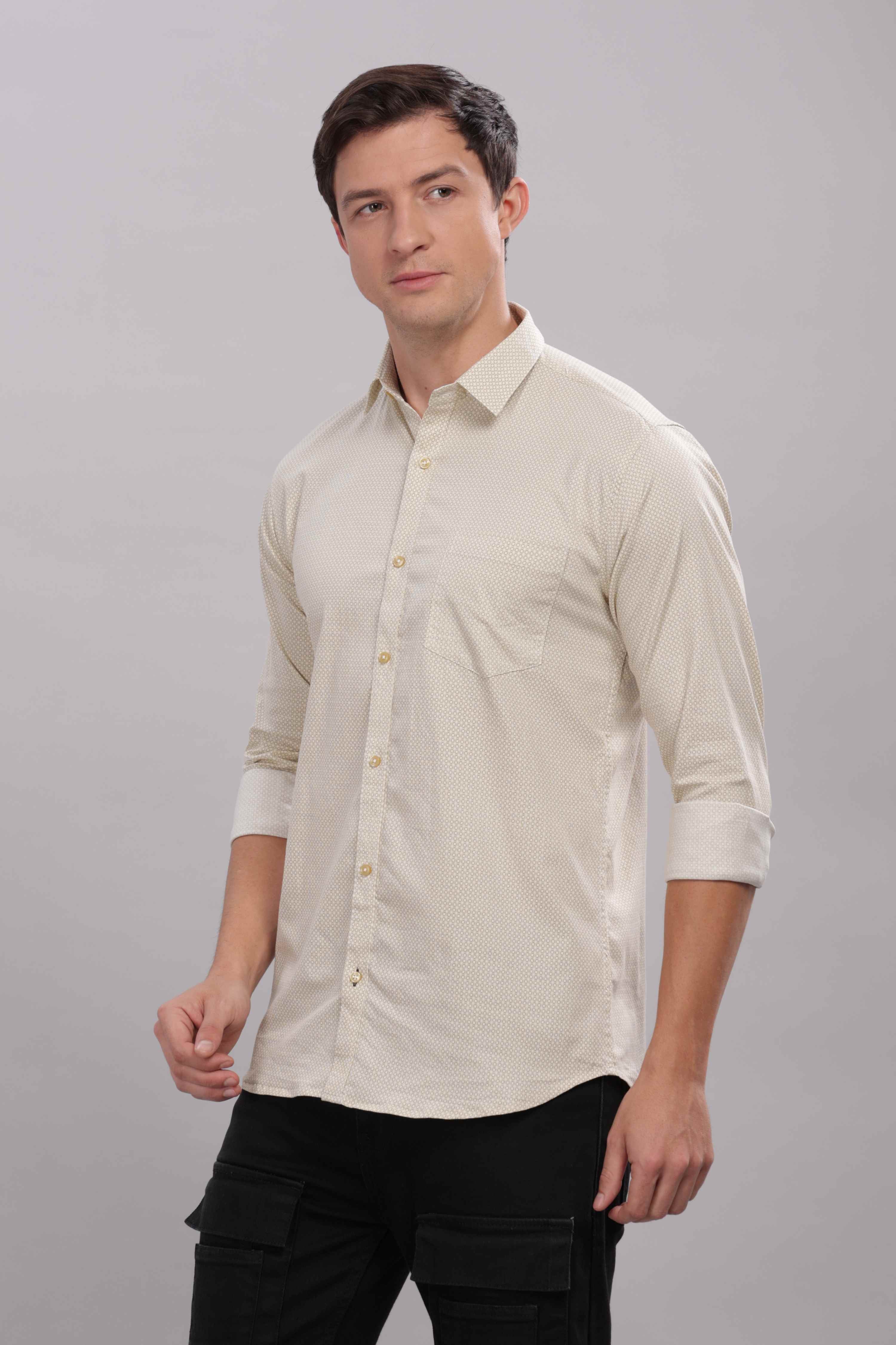 Small Squares Silver Printed Shirt