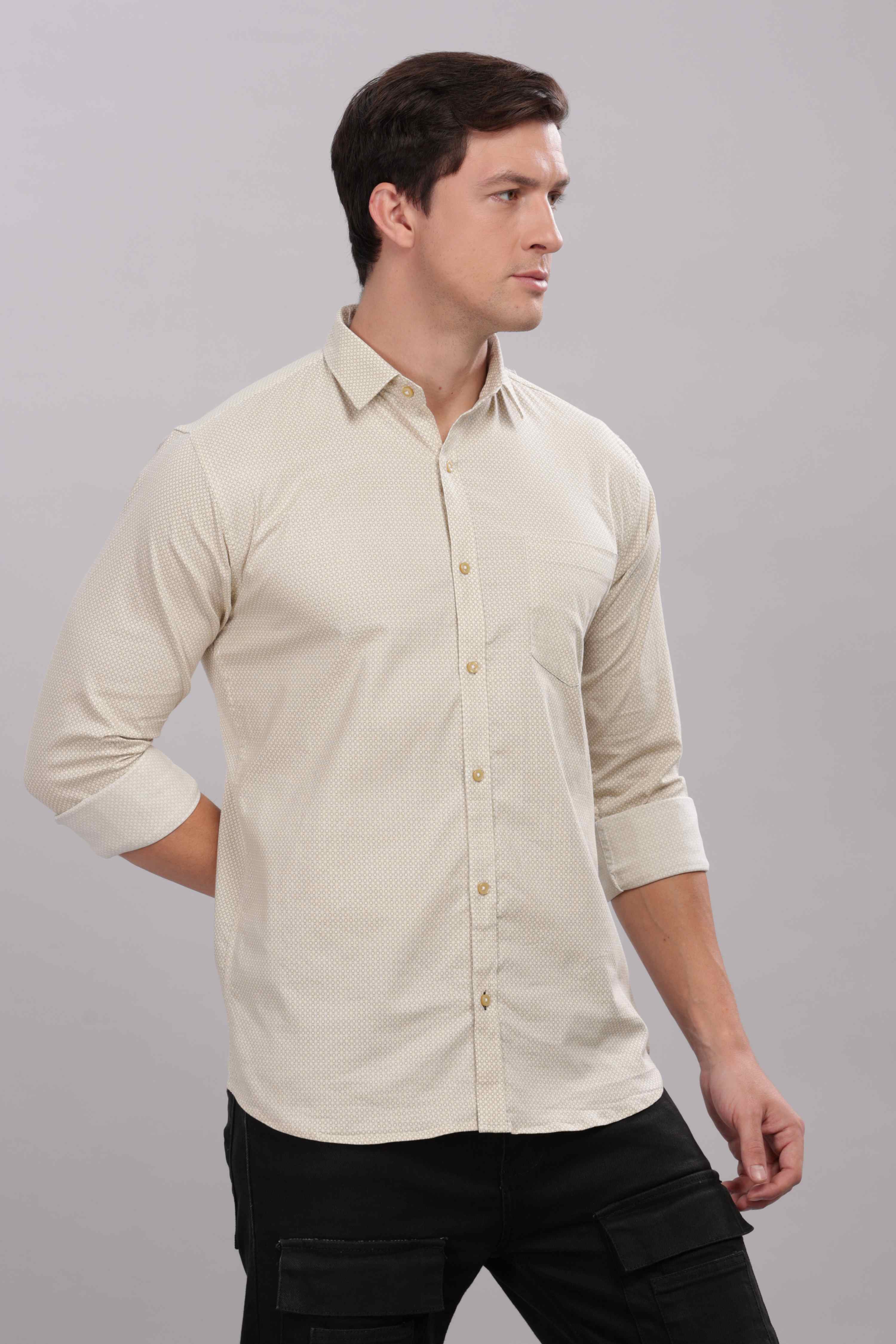 Small Squares Silver Printed Shirt