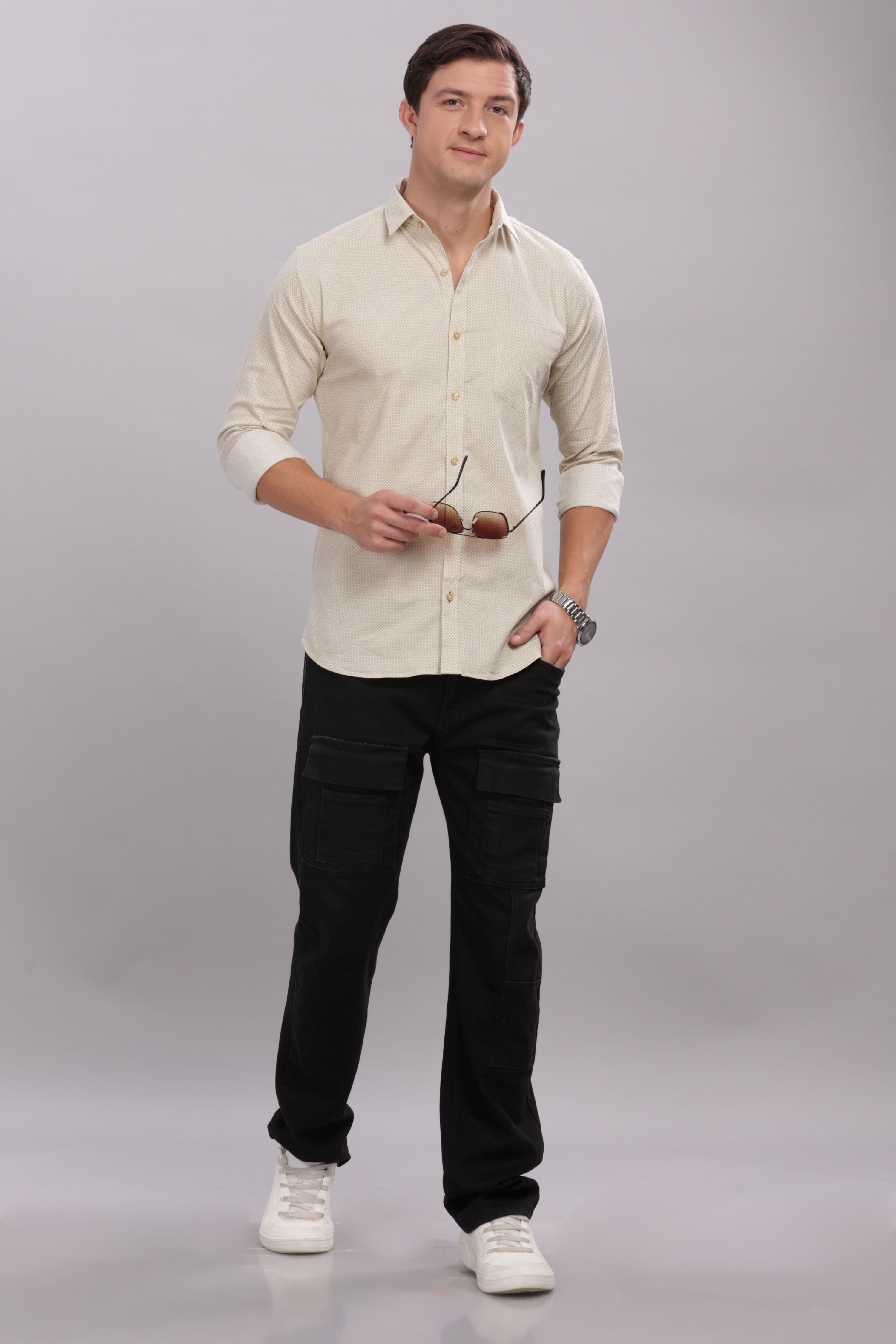 Small Squares Silver Printed Shirt