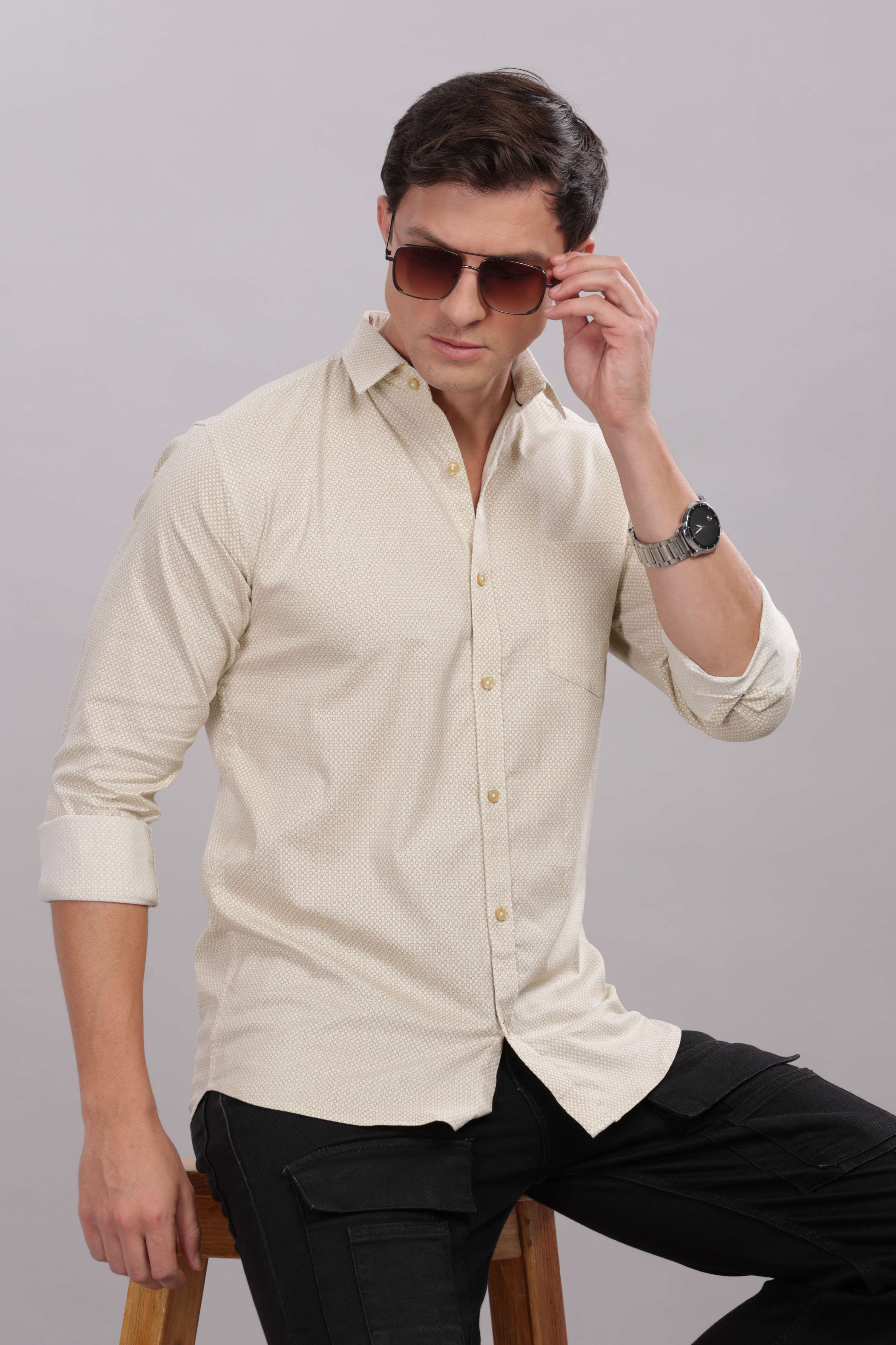 Small Squares Silver Printed Shirt