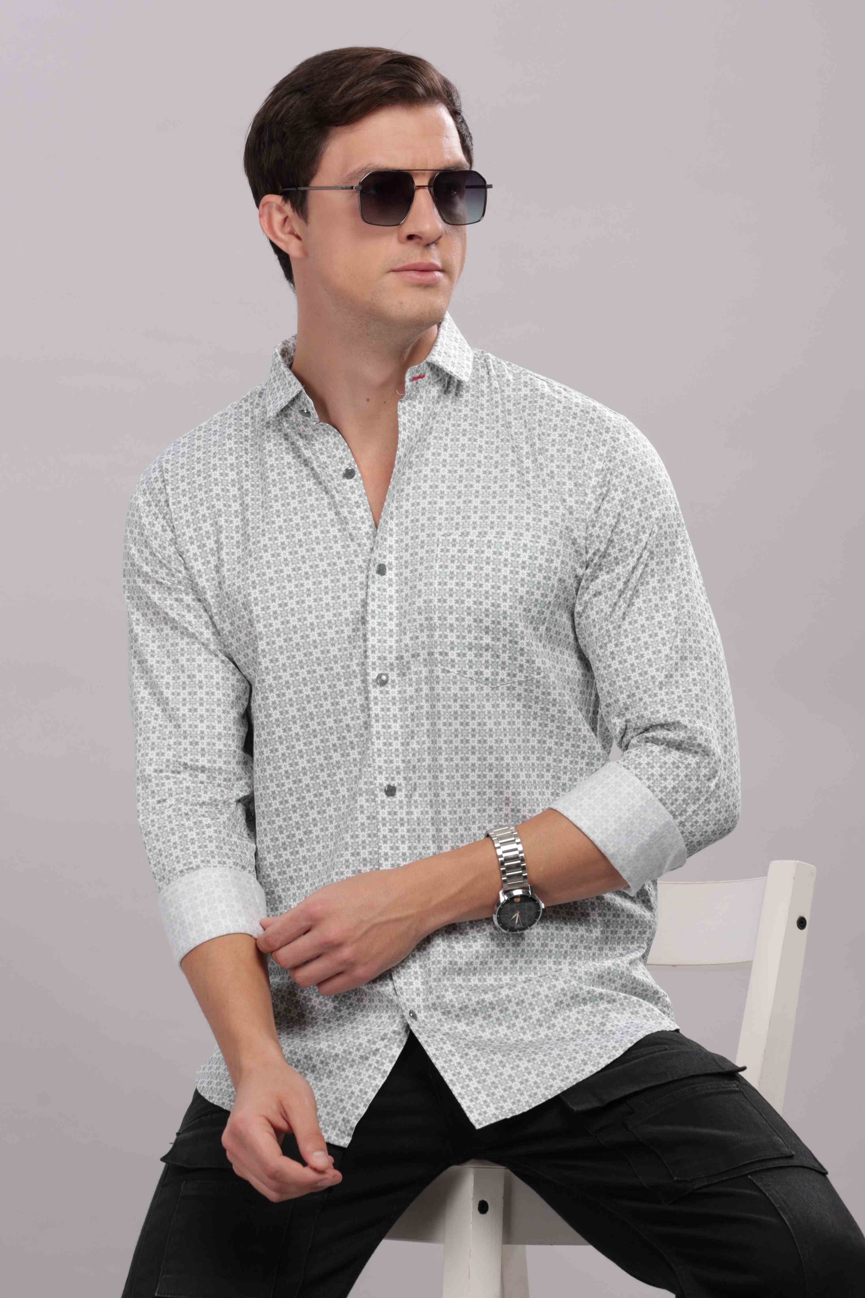 Micro Geometric Printed Shirt