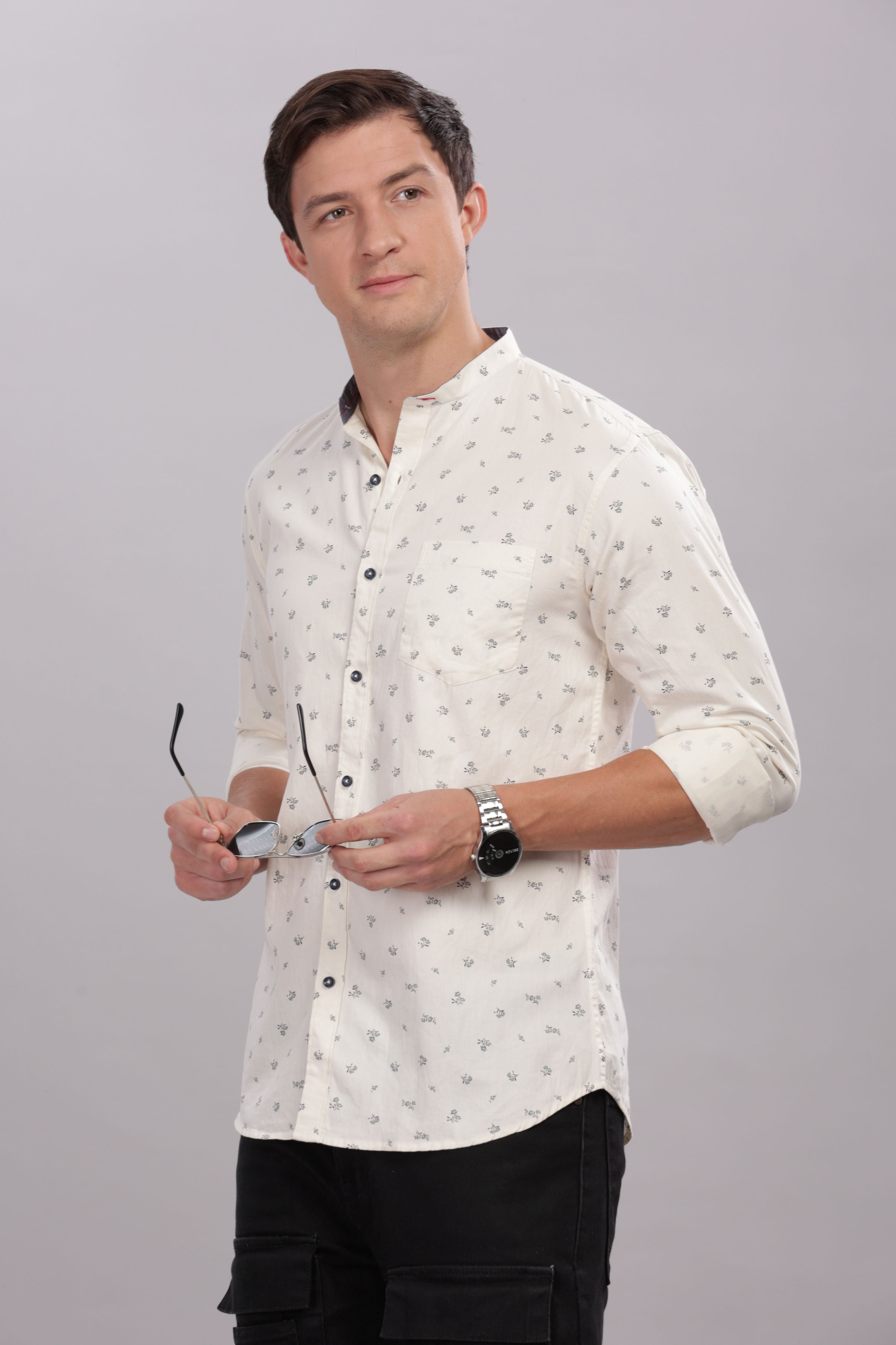 Micro Twin floral white printed shirt