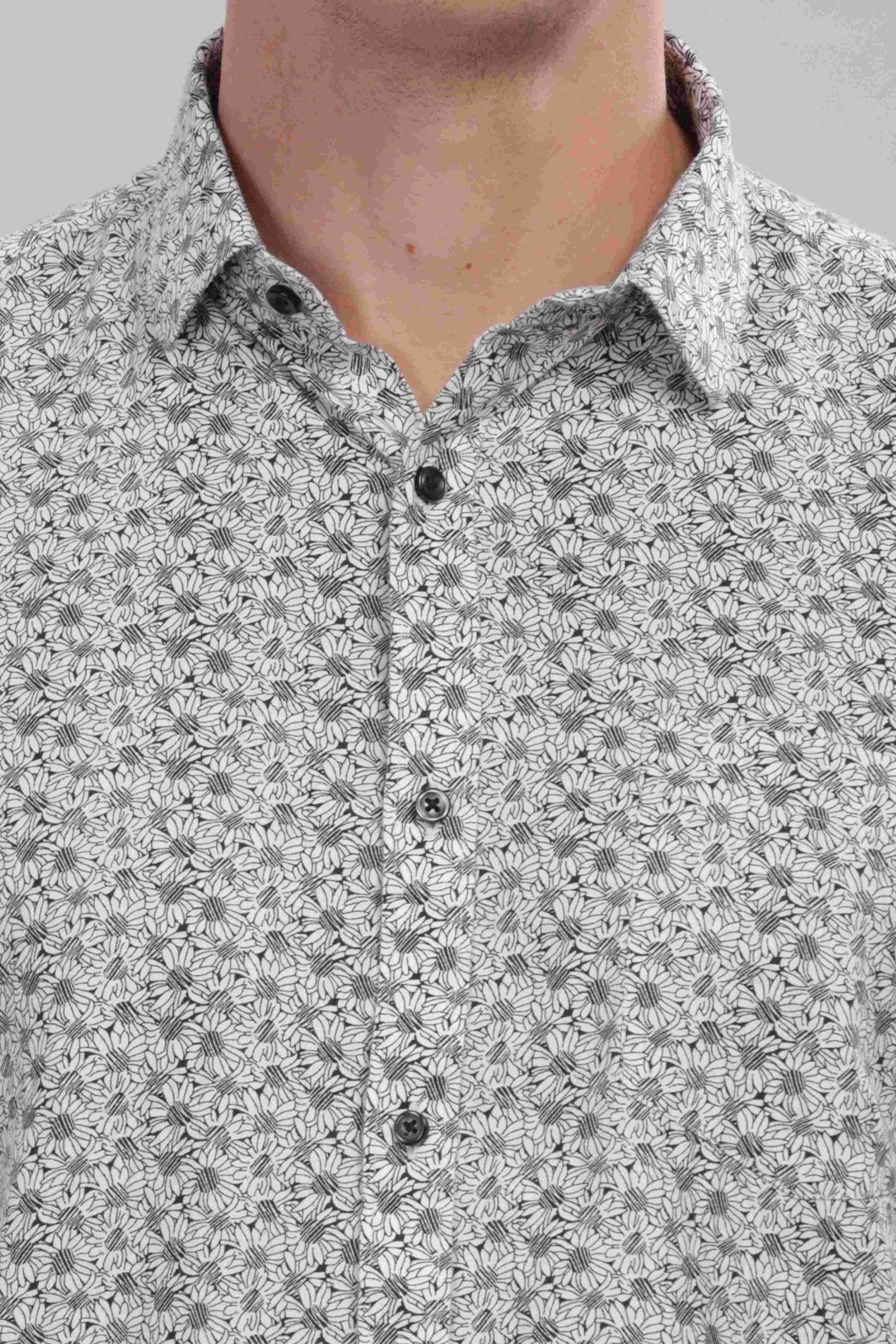 Sunflower Pattern Silver Printed Shirt