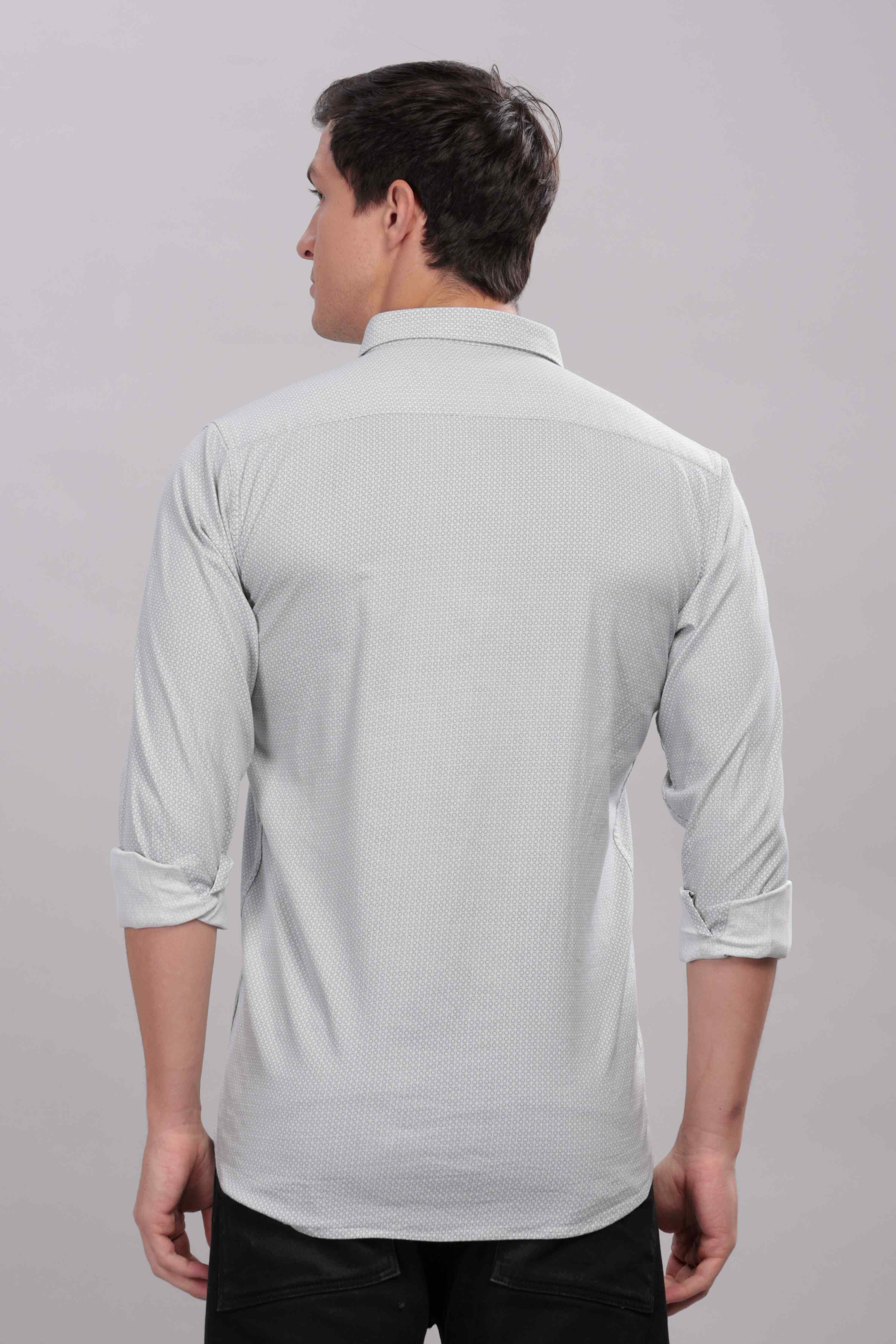 Small Squares White Printed Shirt