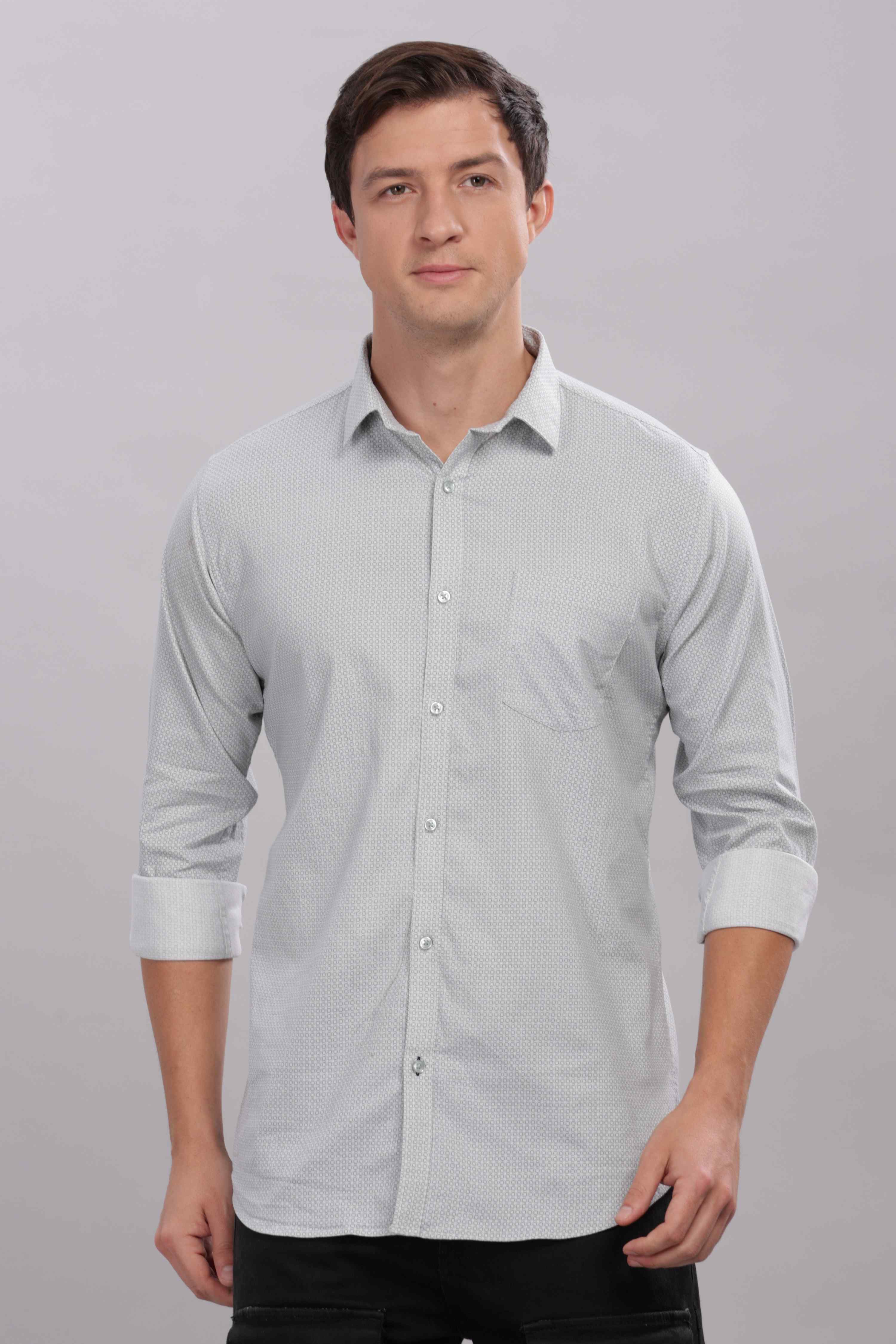 Small Squares White Printed Shirt
