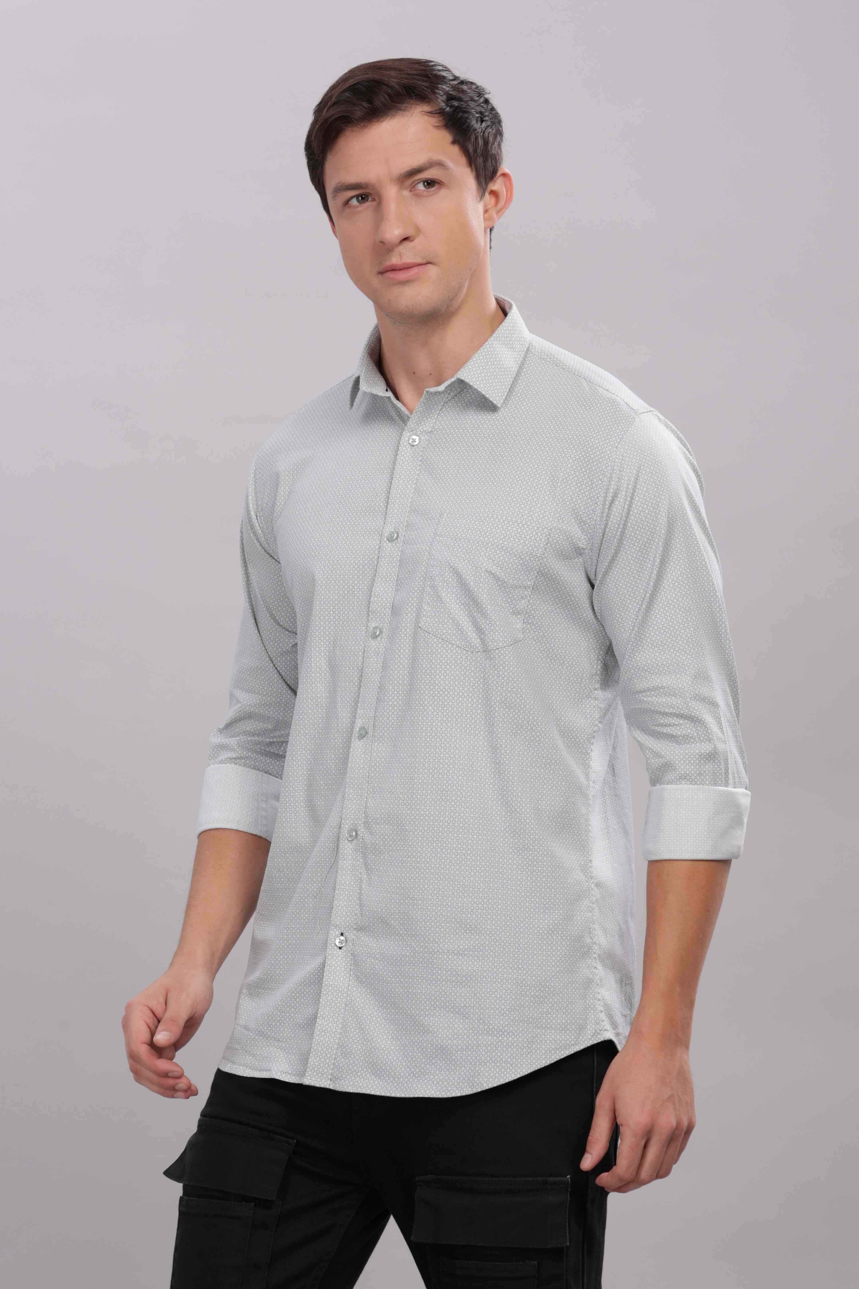 Small Squares White Printed Shirt