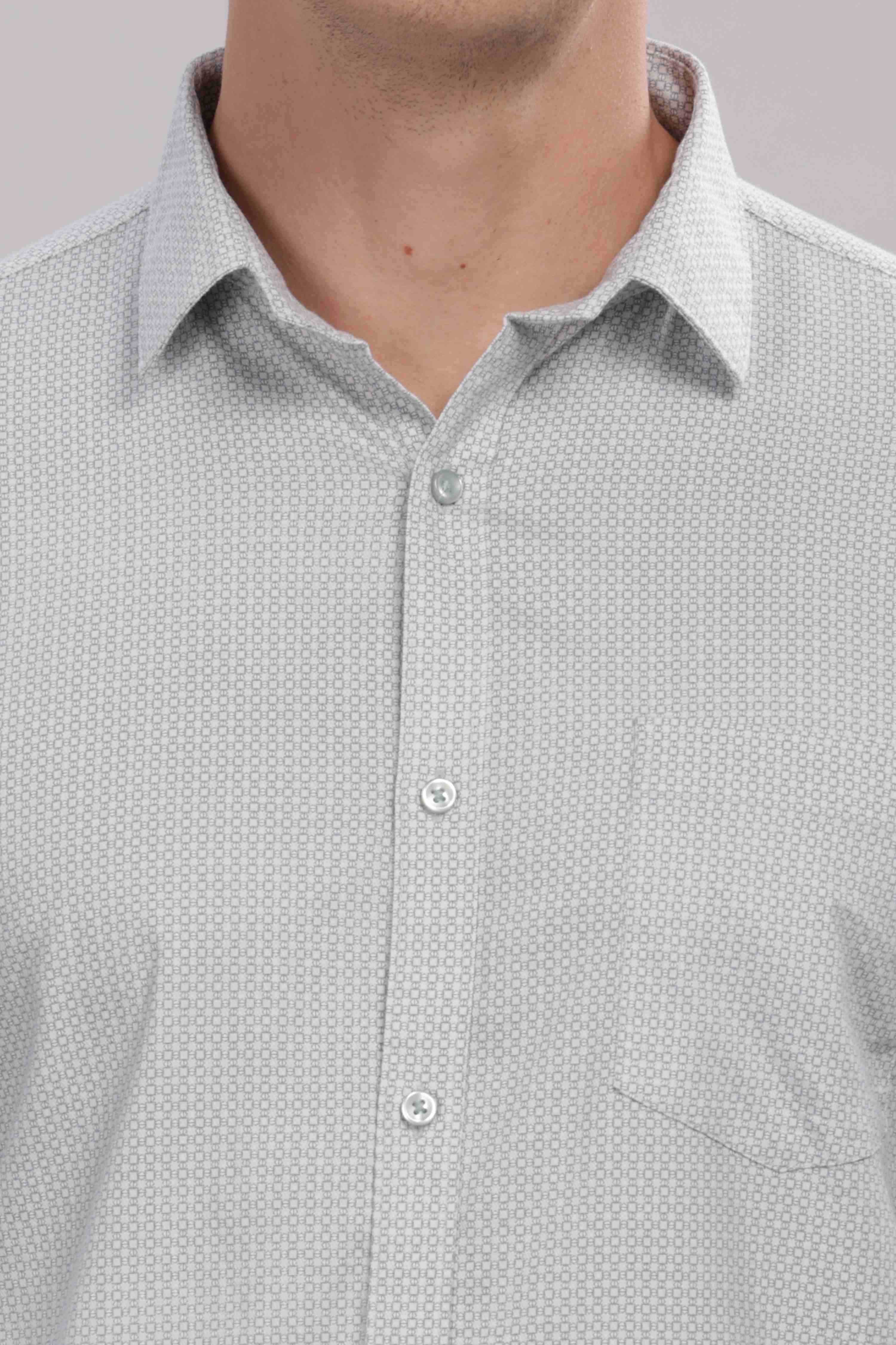 Small Squares White Printed Shirt