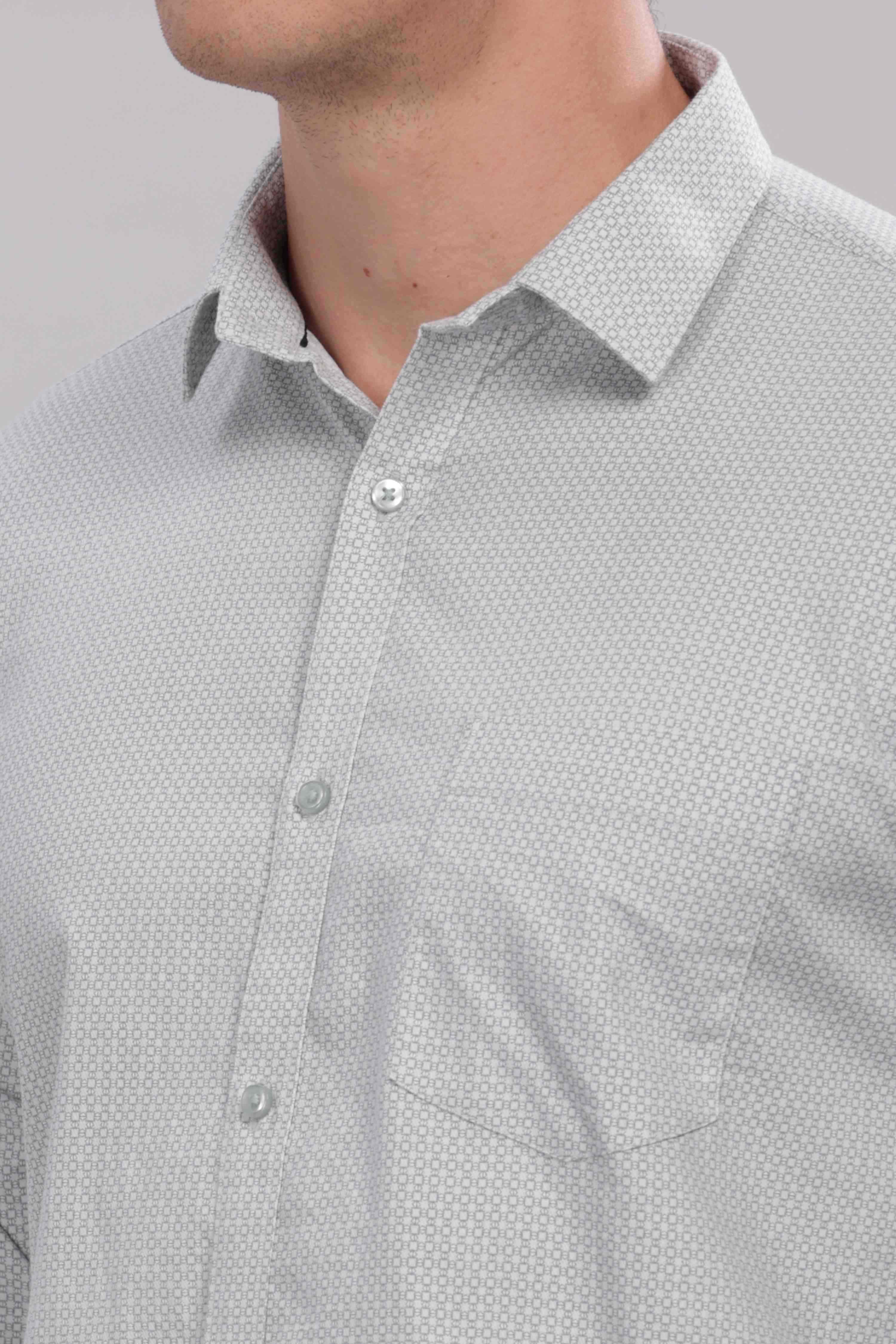 Small Squares White Printed Shirt