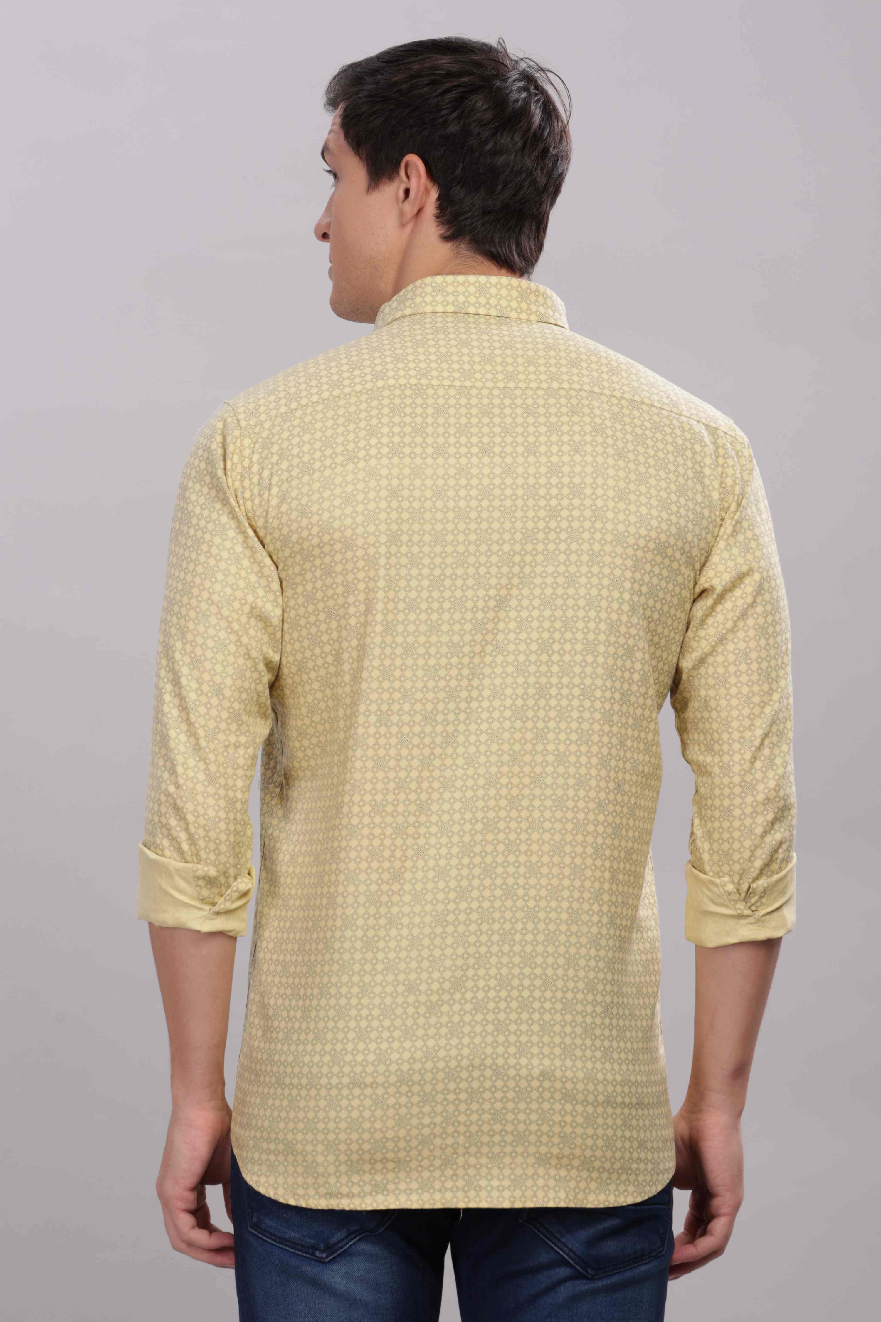 Geometric Diamond Lattice Printed Shirt
