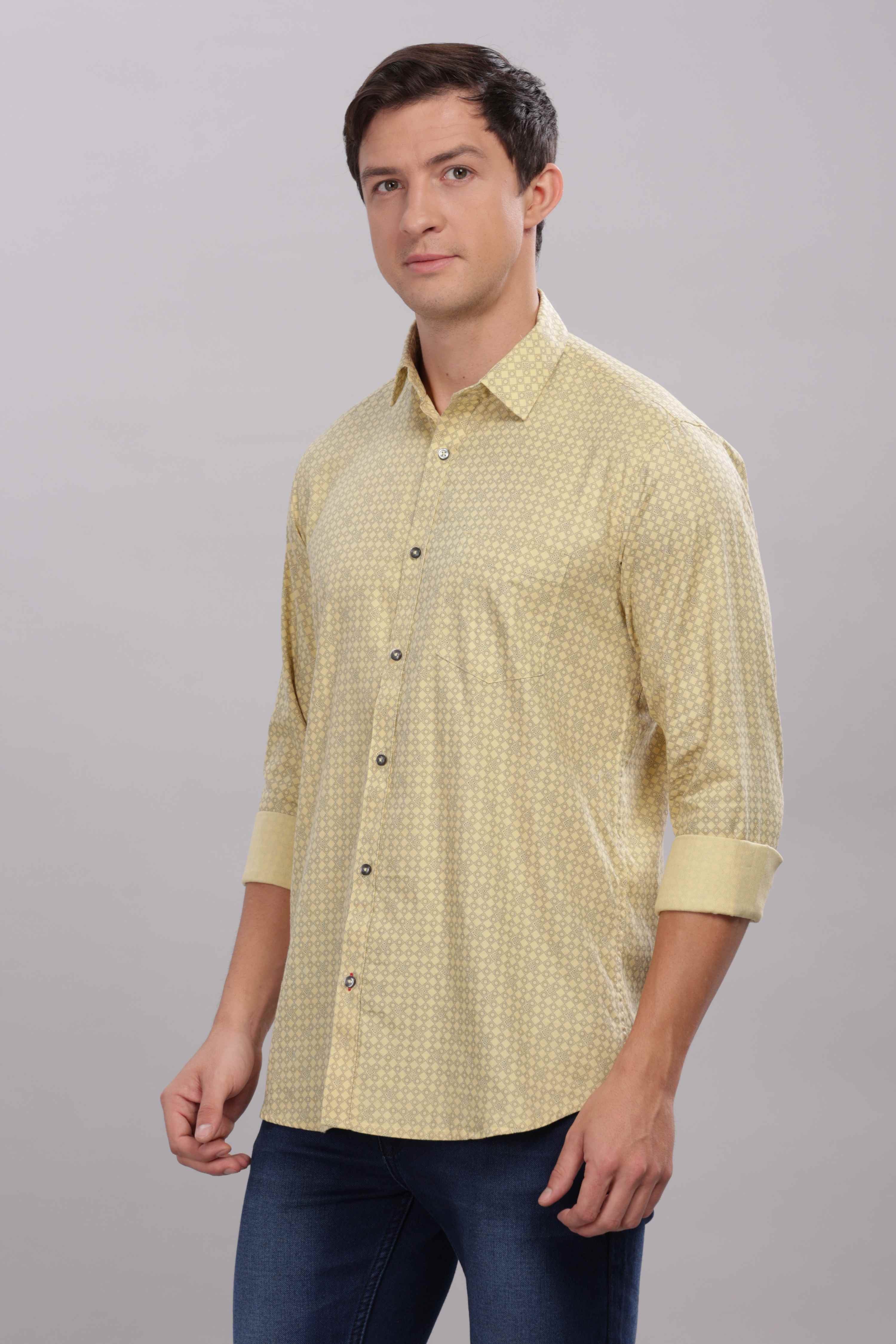 Geometric Diamond Lattice Printed Shirt