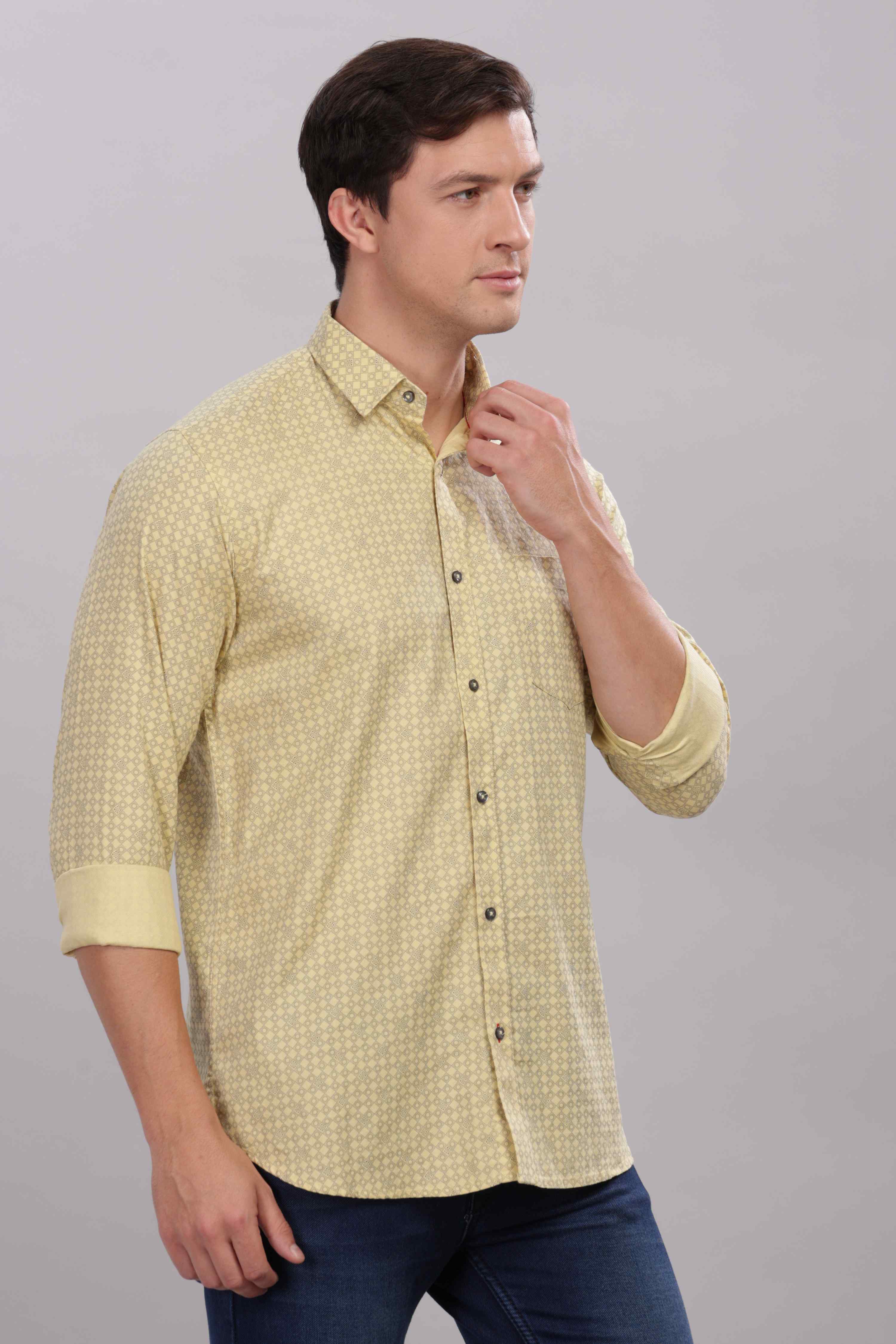Geometric Diamond Lattice Printed Shirt