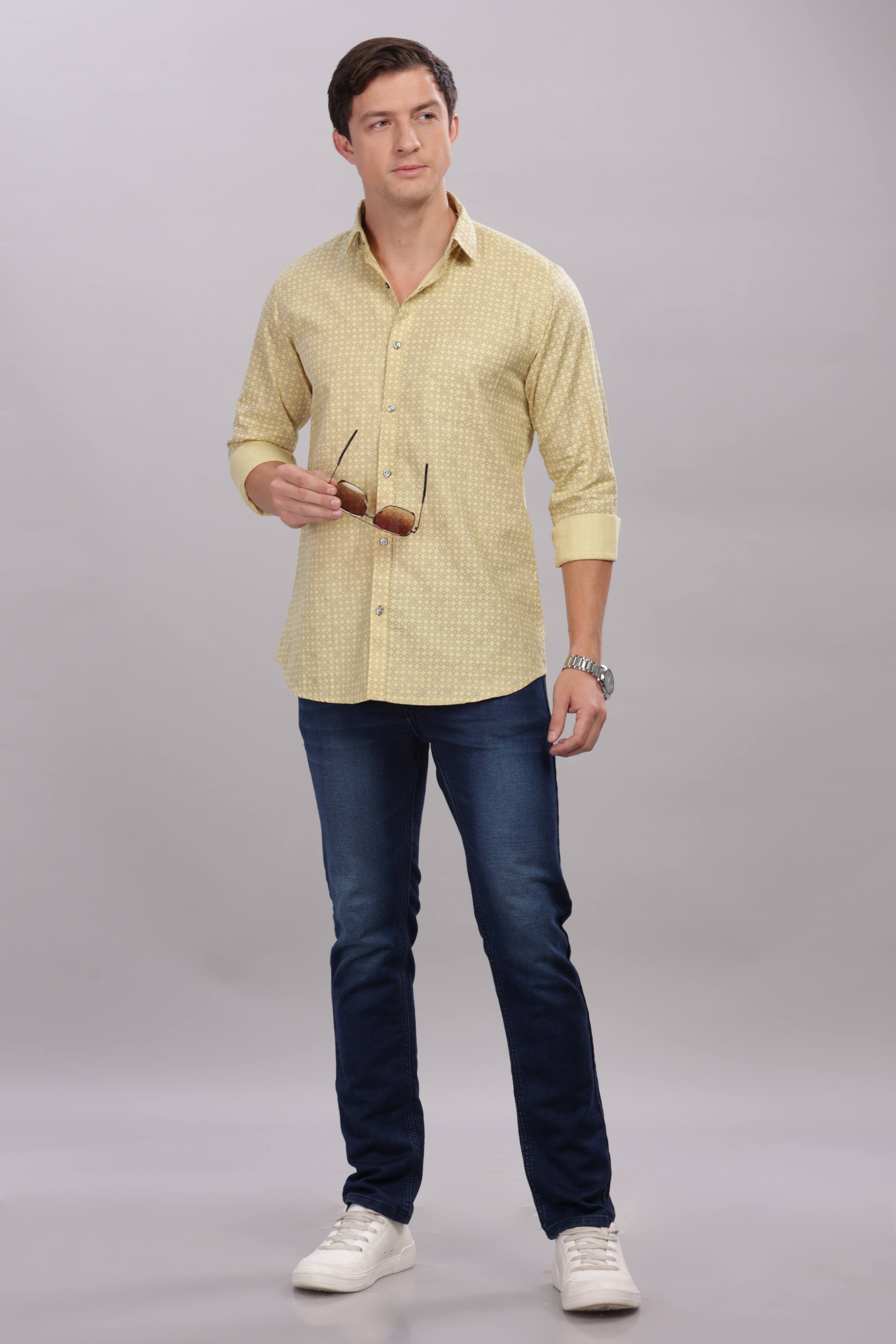 Geometric Diamond Lattice Printed Shirt