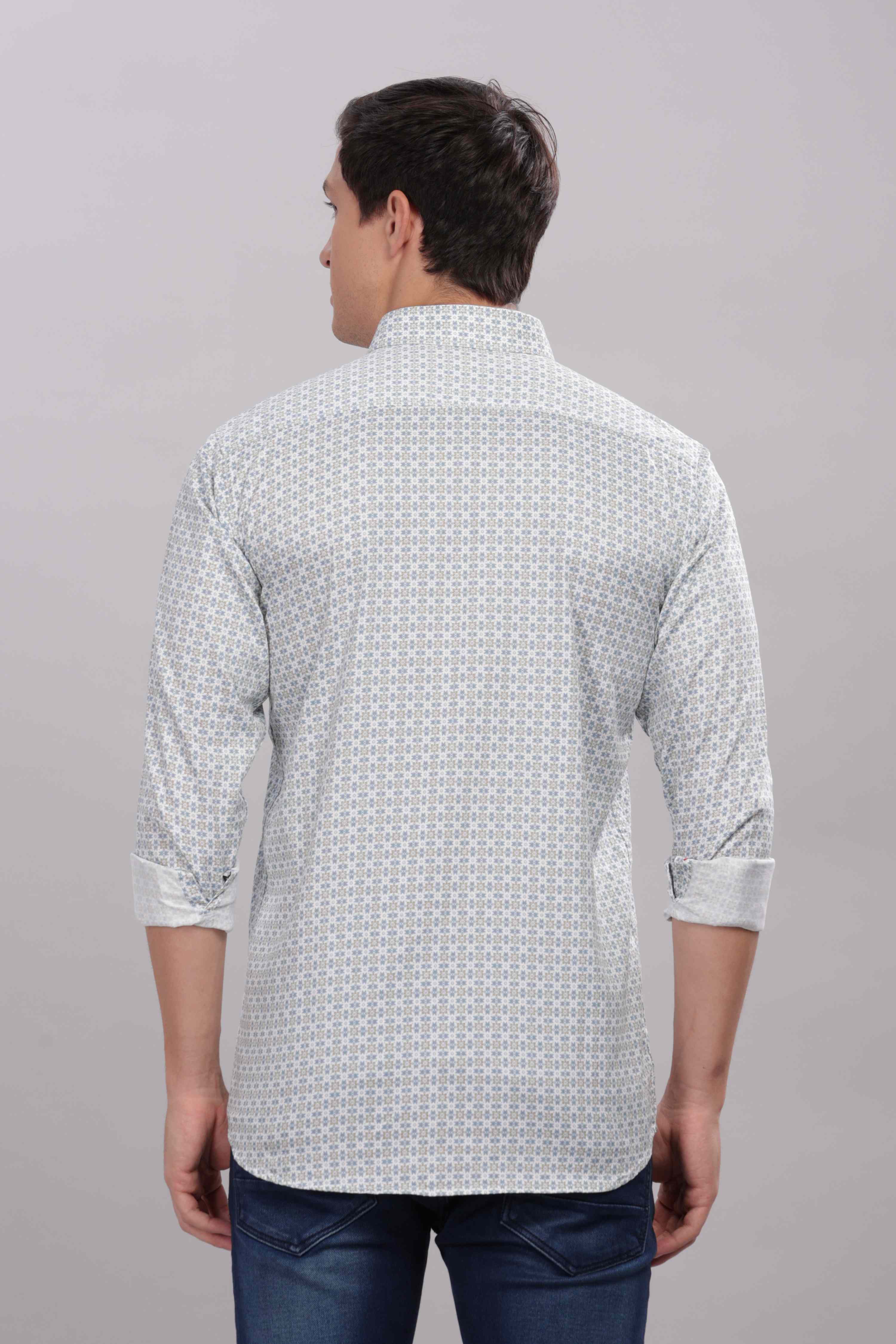 Micro Prints Casual White Shirt