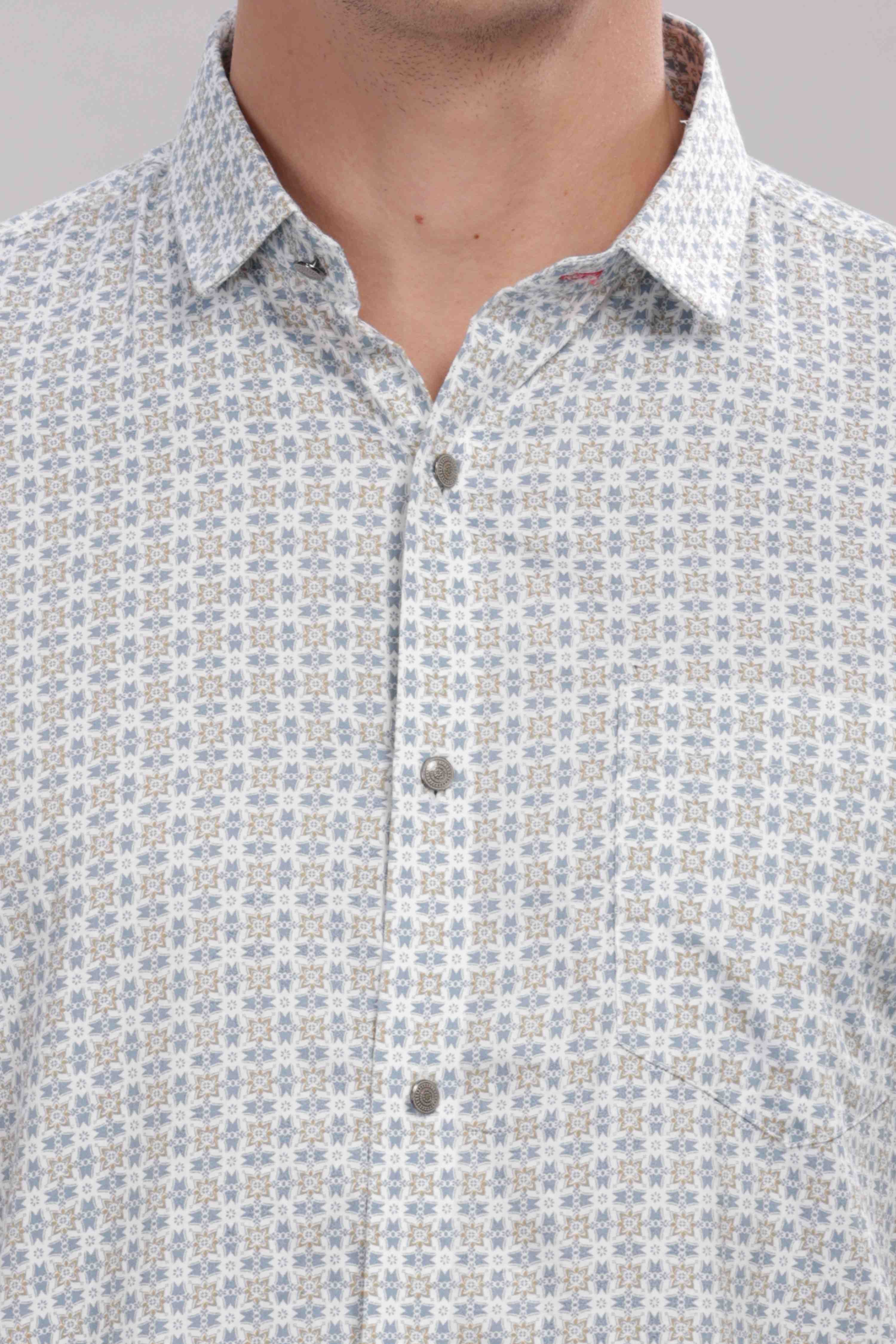 Micro Prints Casual White Shirt