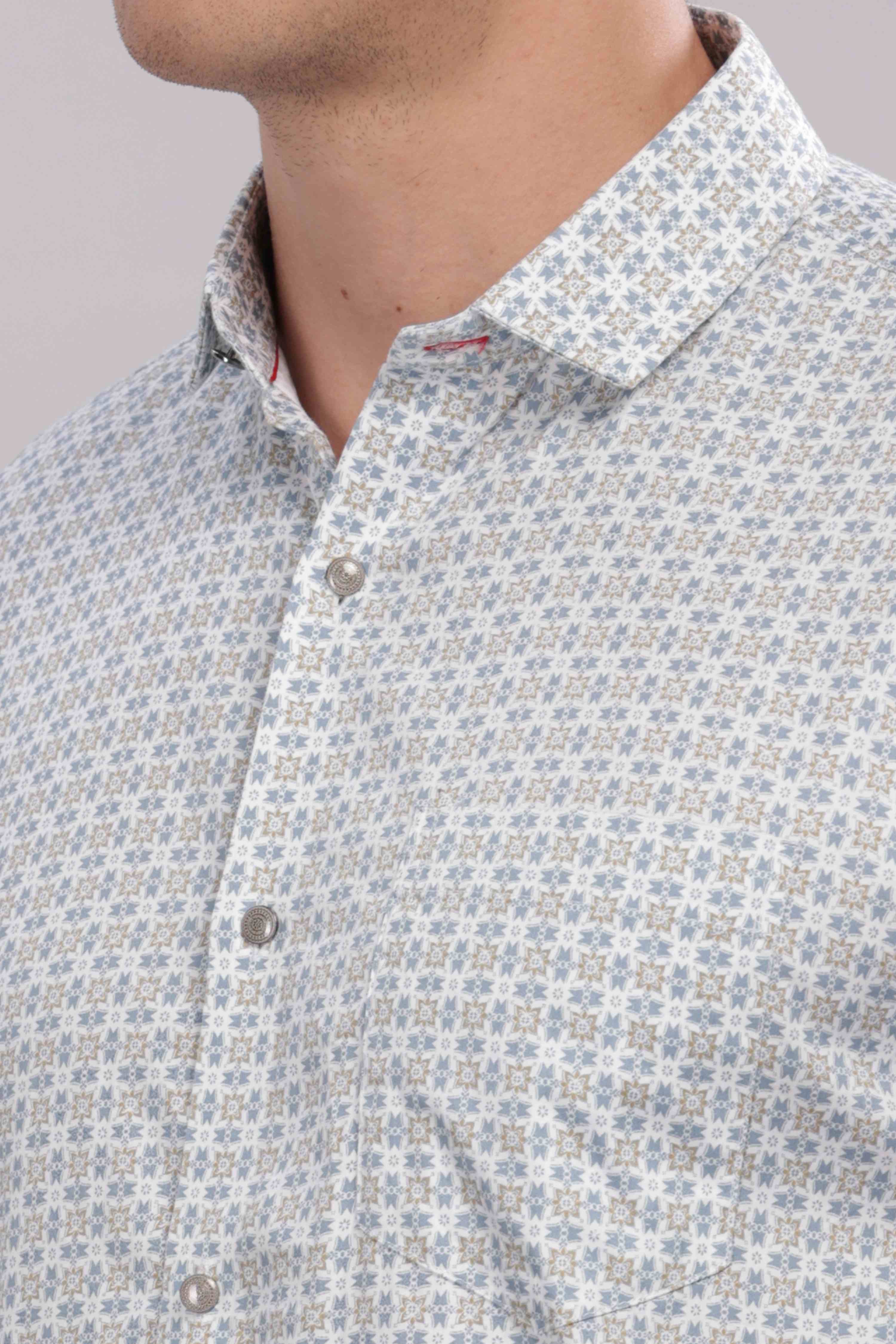 Micro Prints Casual White Shirt