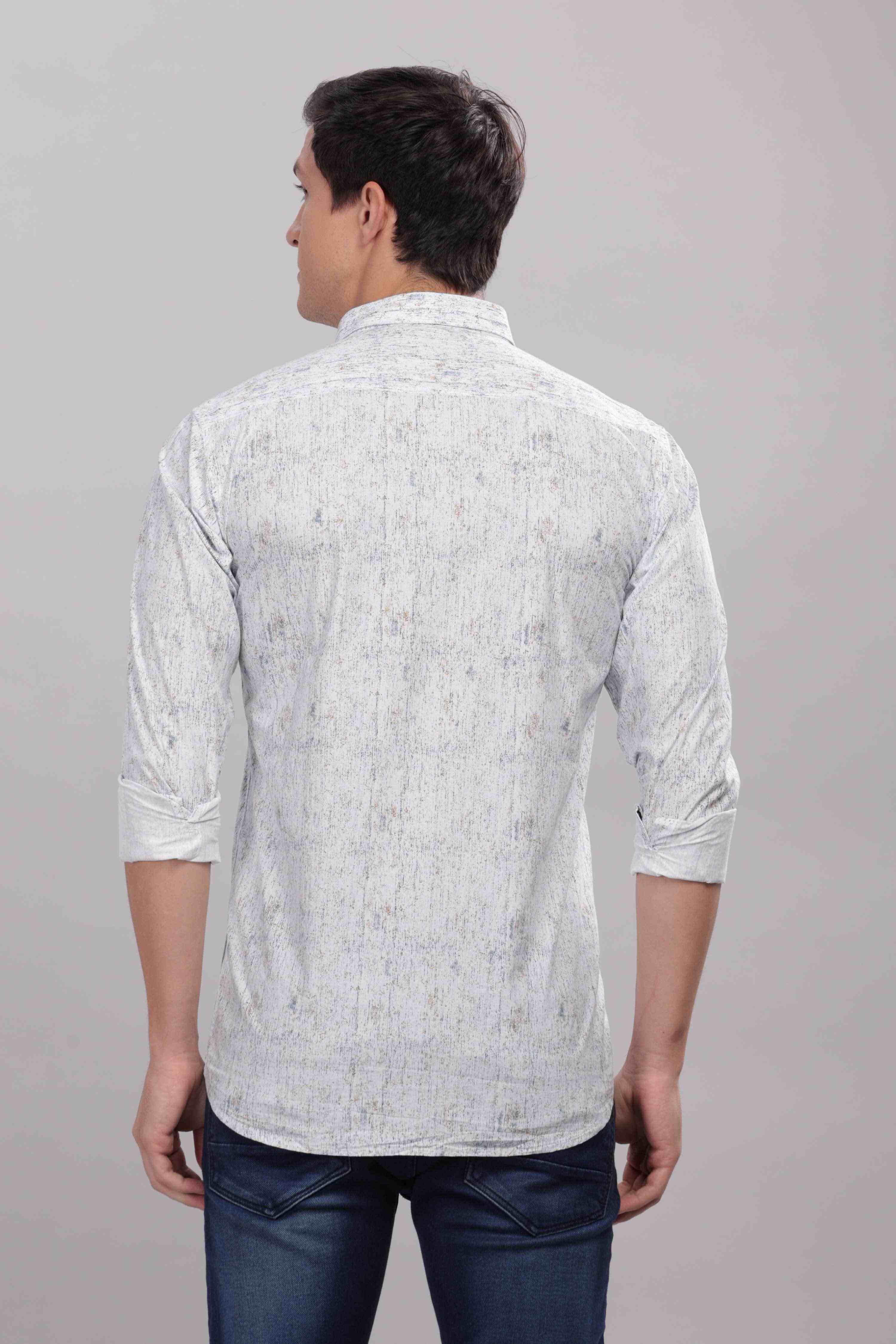 Abstract Marble Print White Shirt