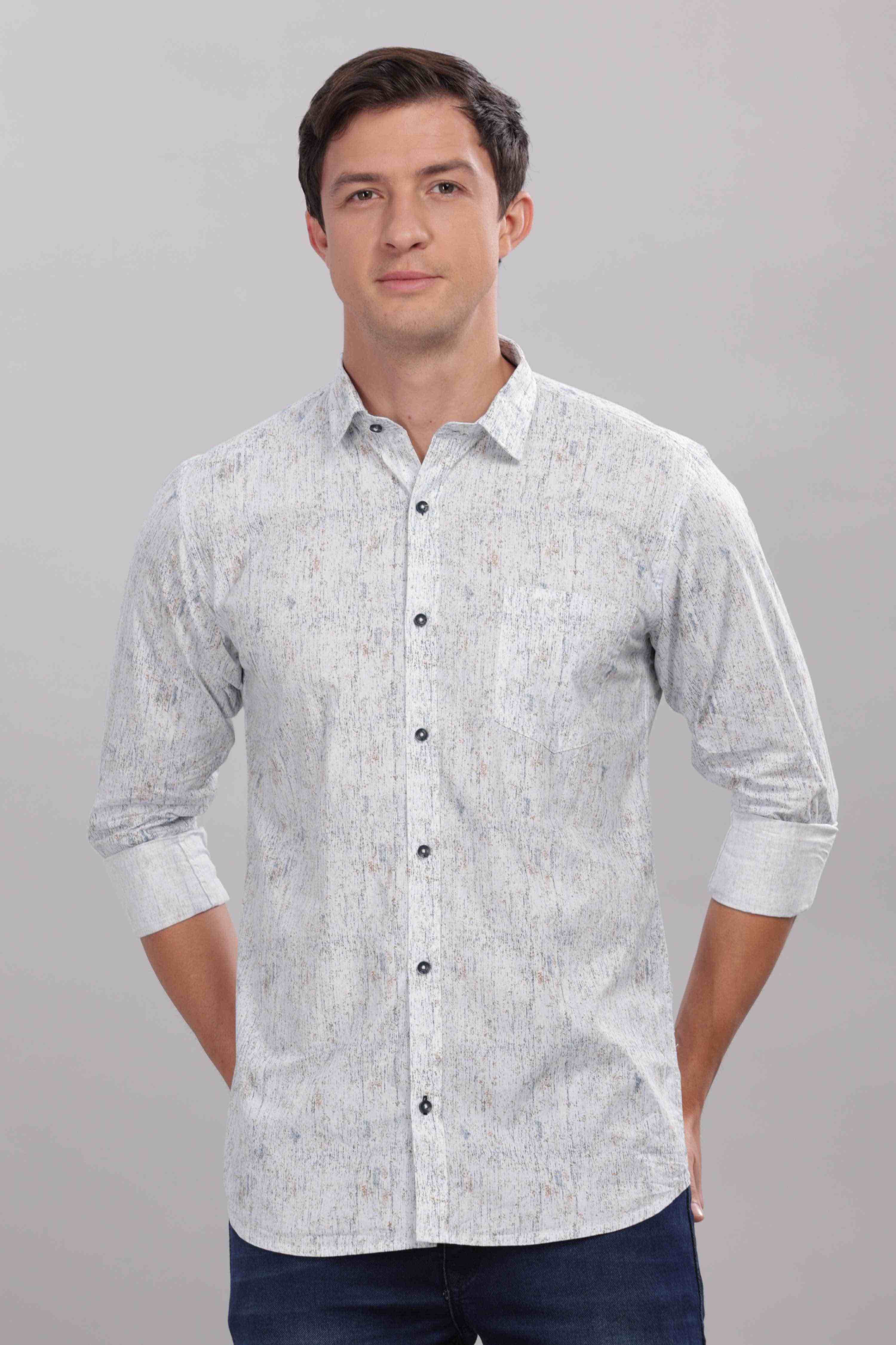 Abstract Marble Print White Shirt