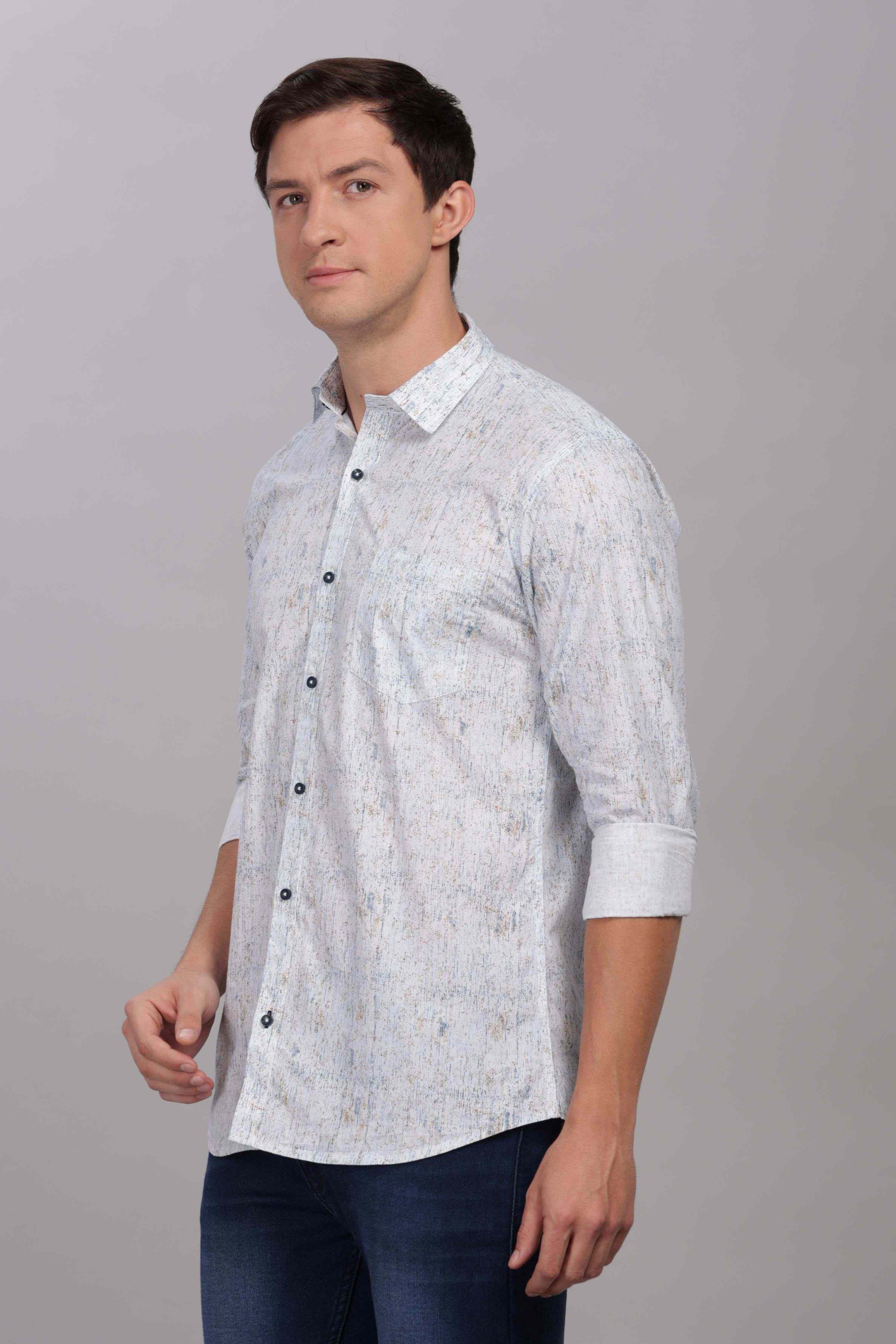 Abstract Marble Print White Shirt
