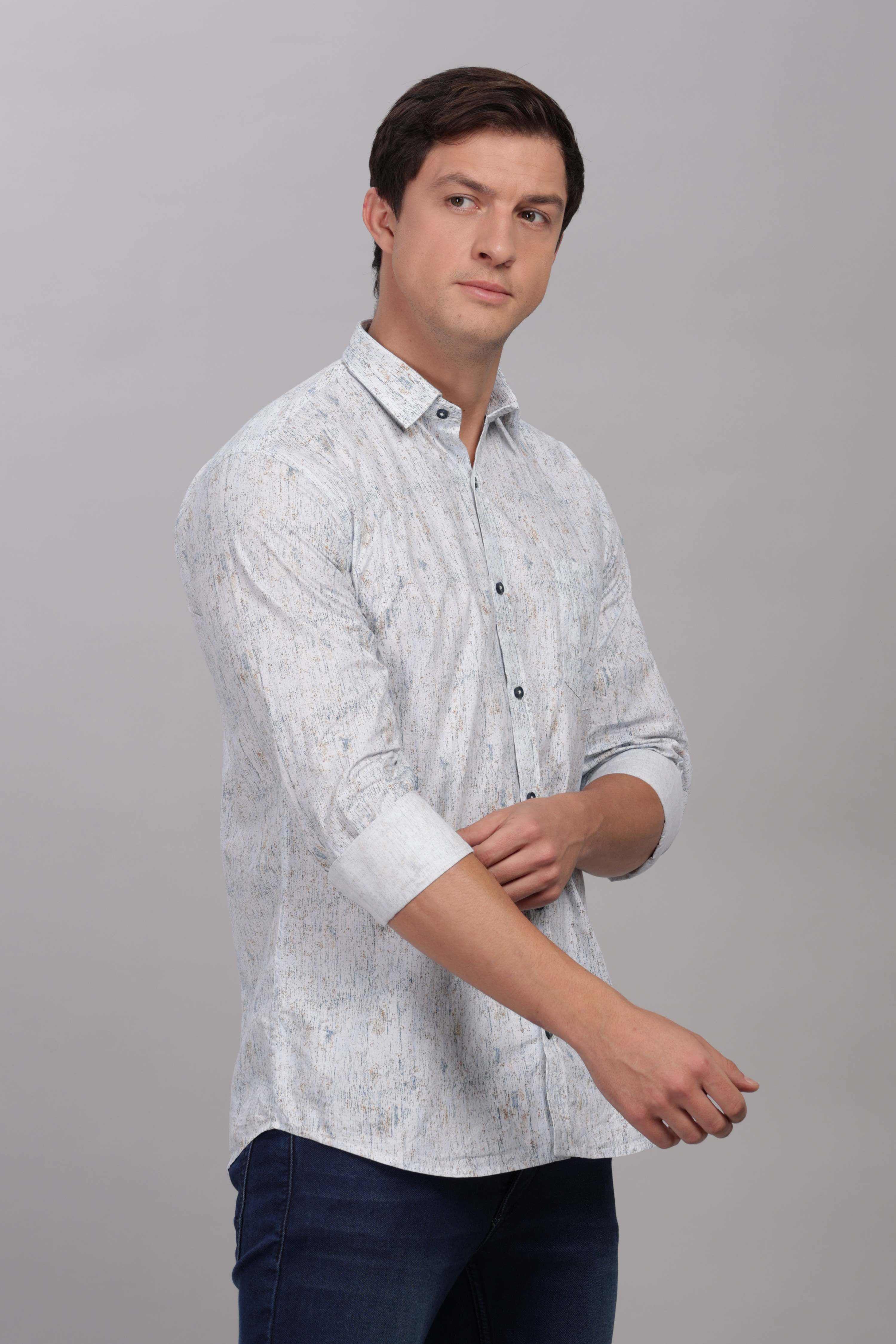 Abstract Marble Print White Shirt