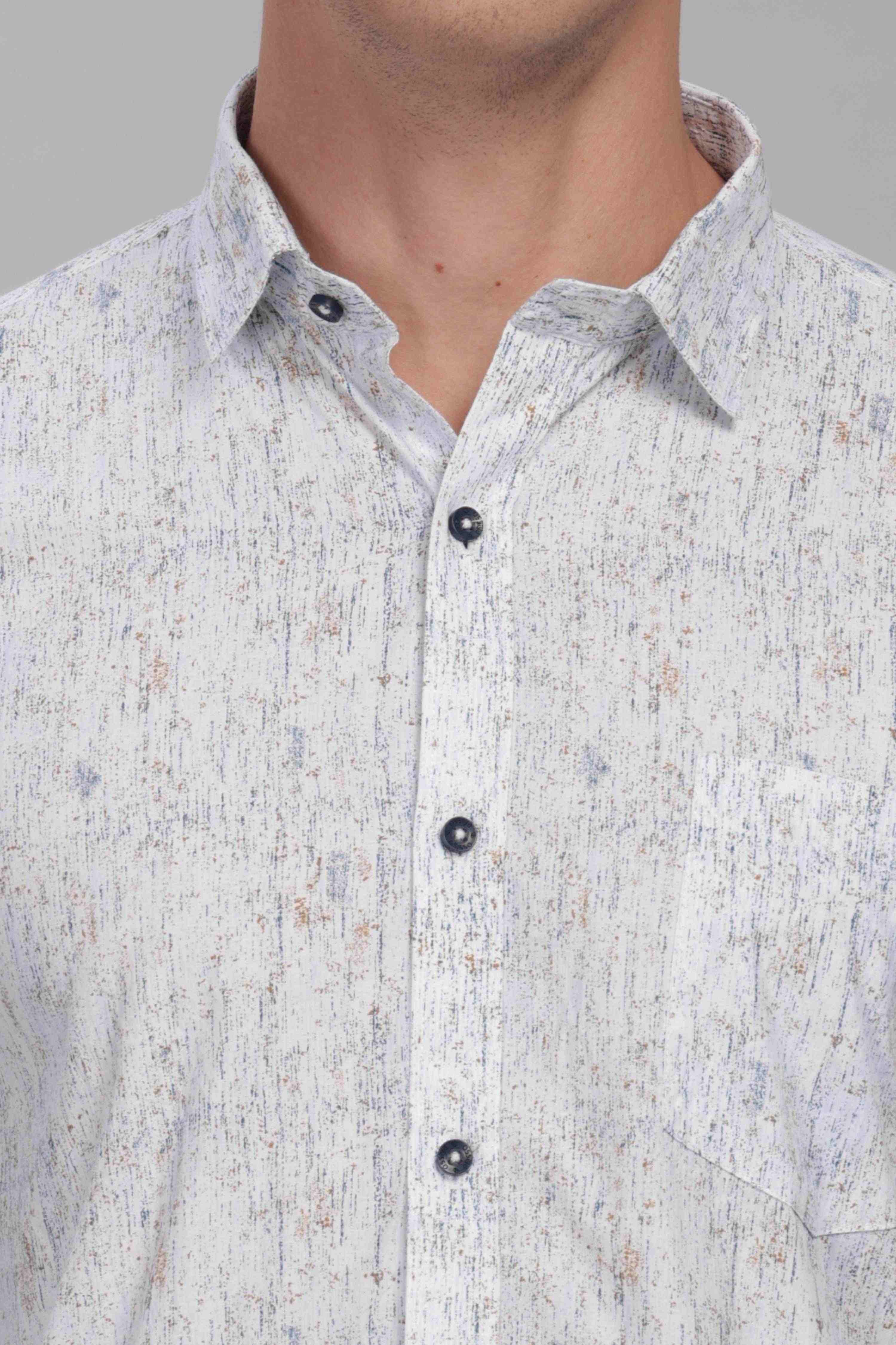 Abstract Marble Print White Shirt