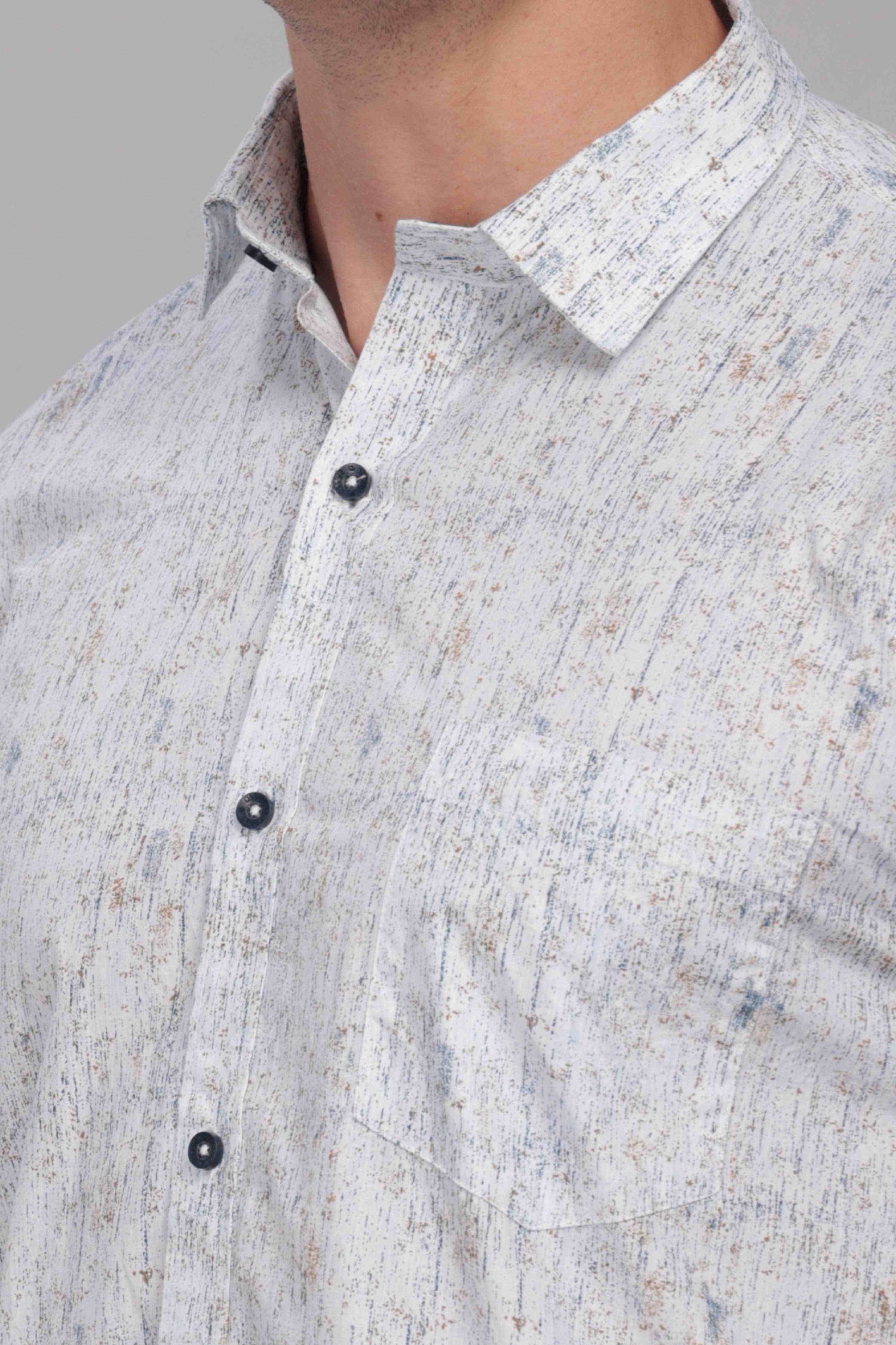 Abstract Marble Print White Shirt