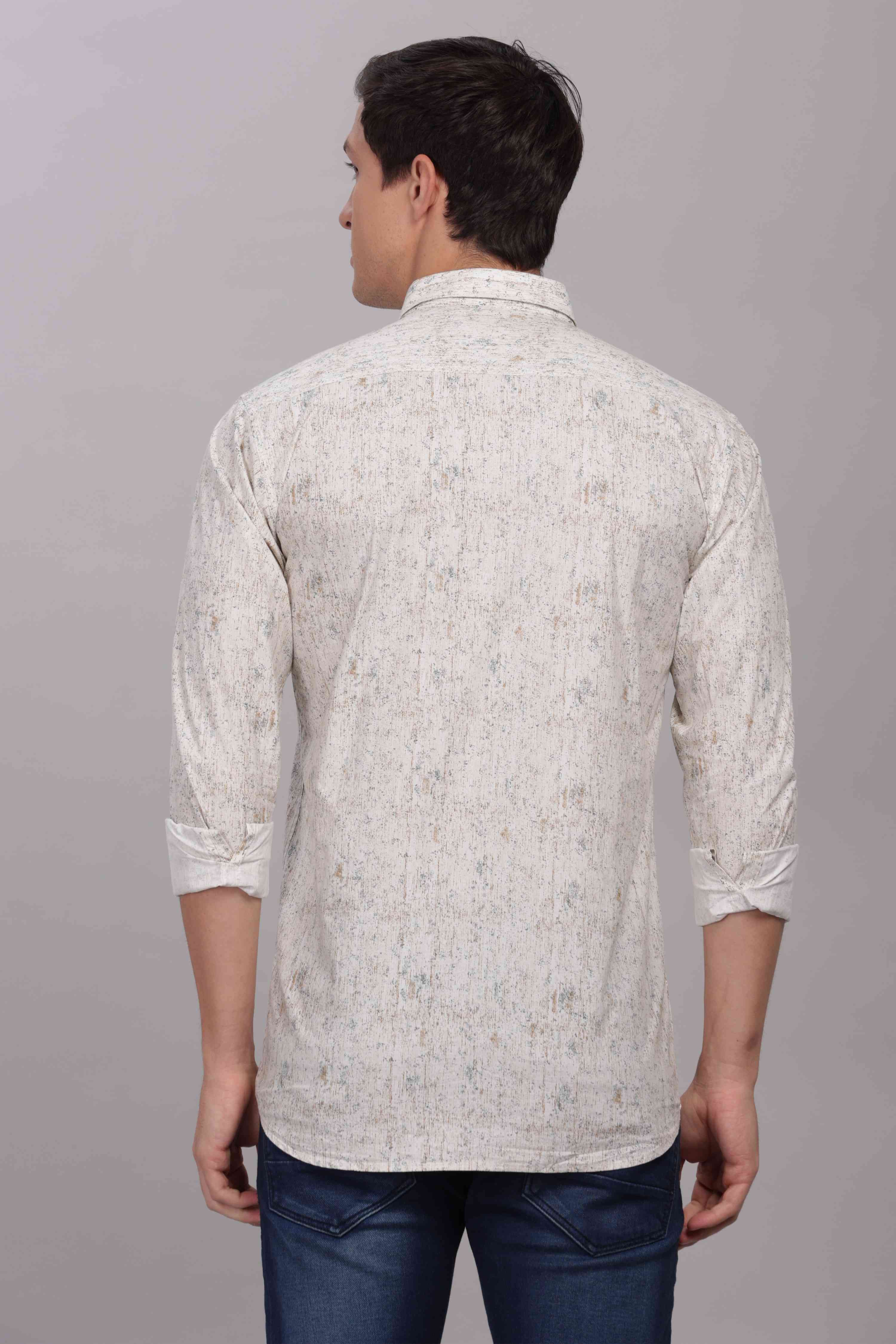Minimal Floral Printed Cream Shirt