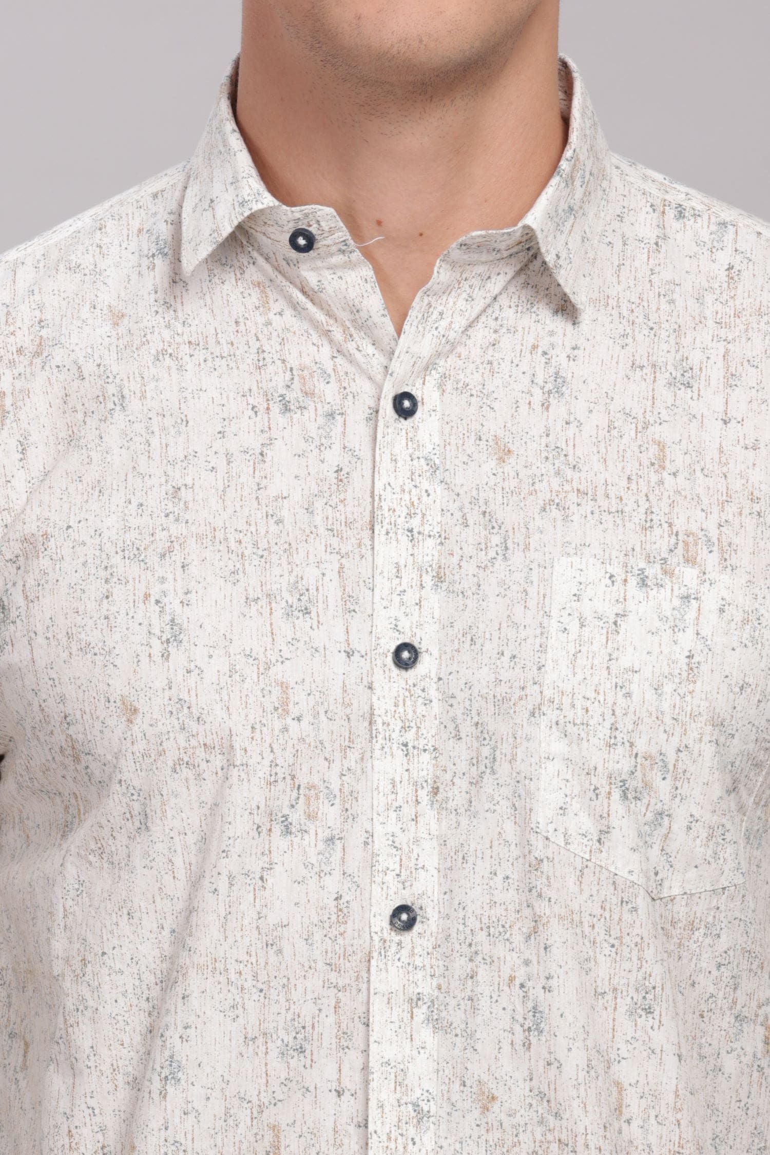 Minimal Floral Printed Cream Shirt
