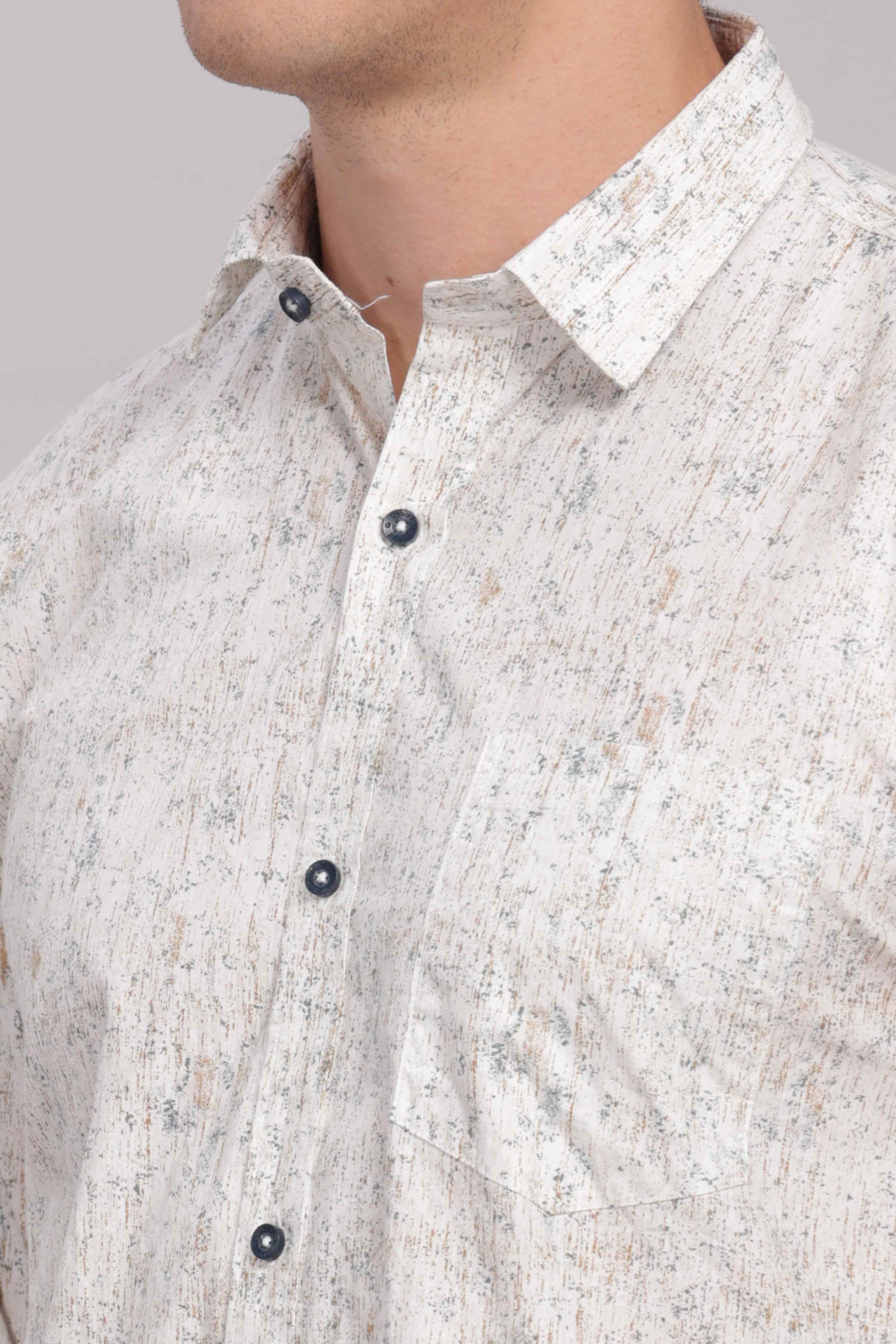 Minimal Floral Printed Cream Shirt