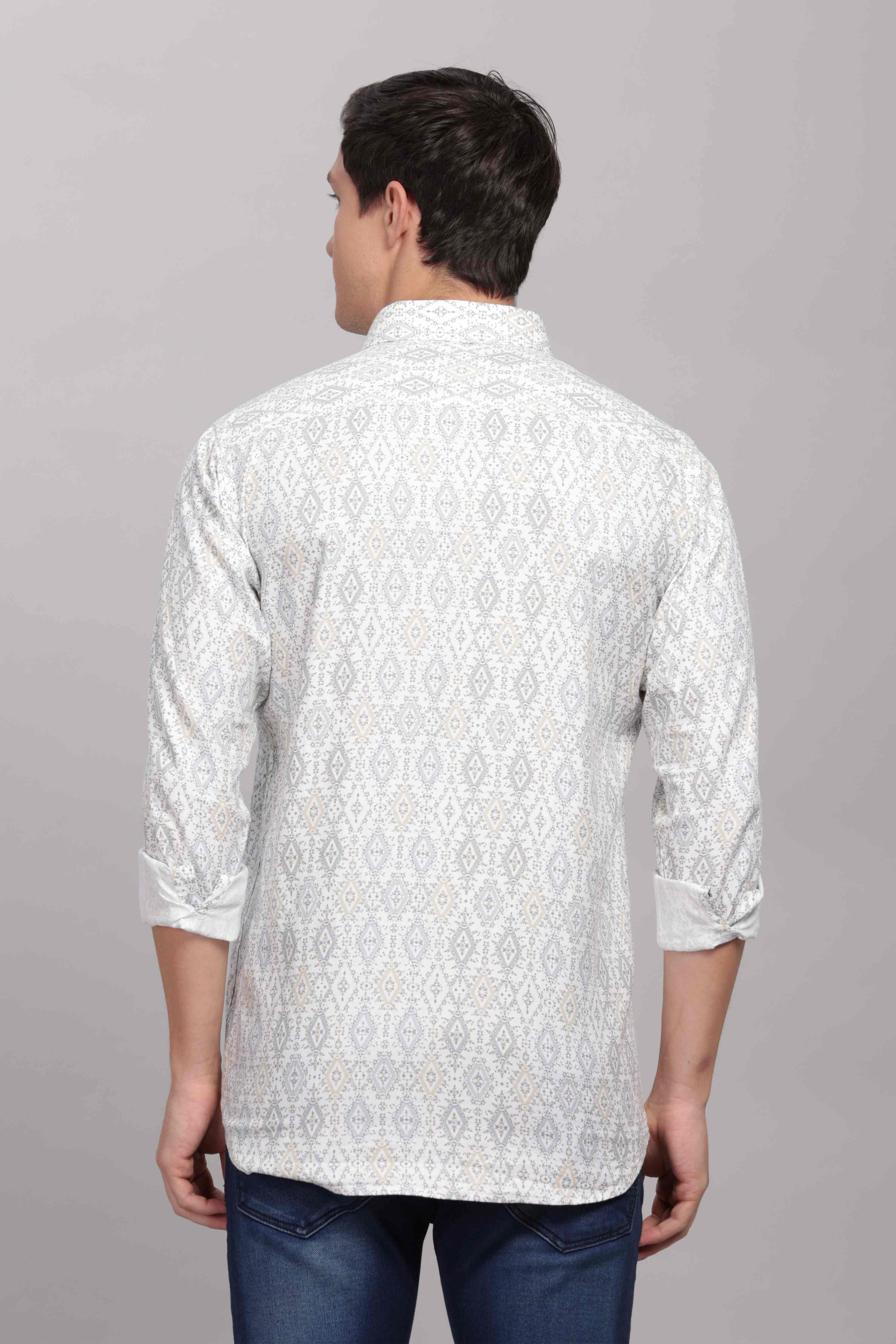 Embroided Diamonds Printed Shirt