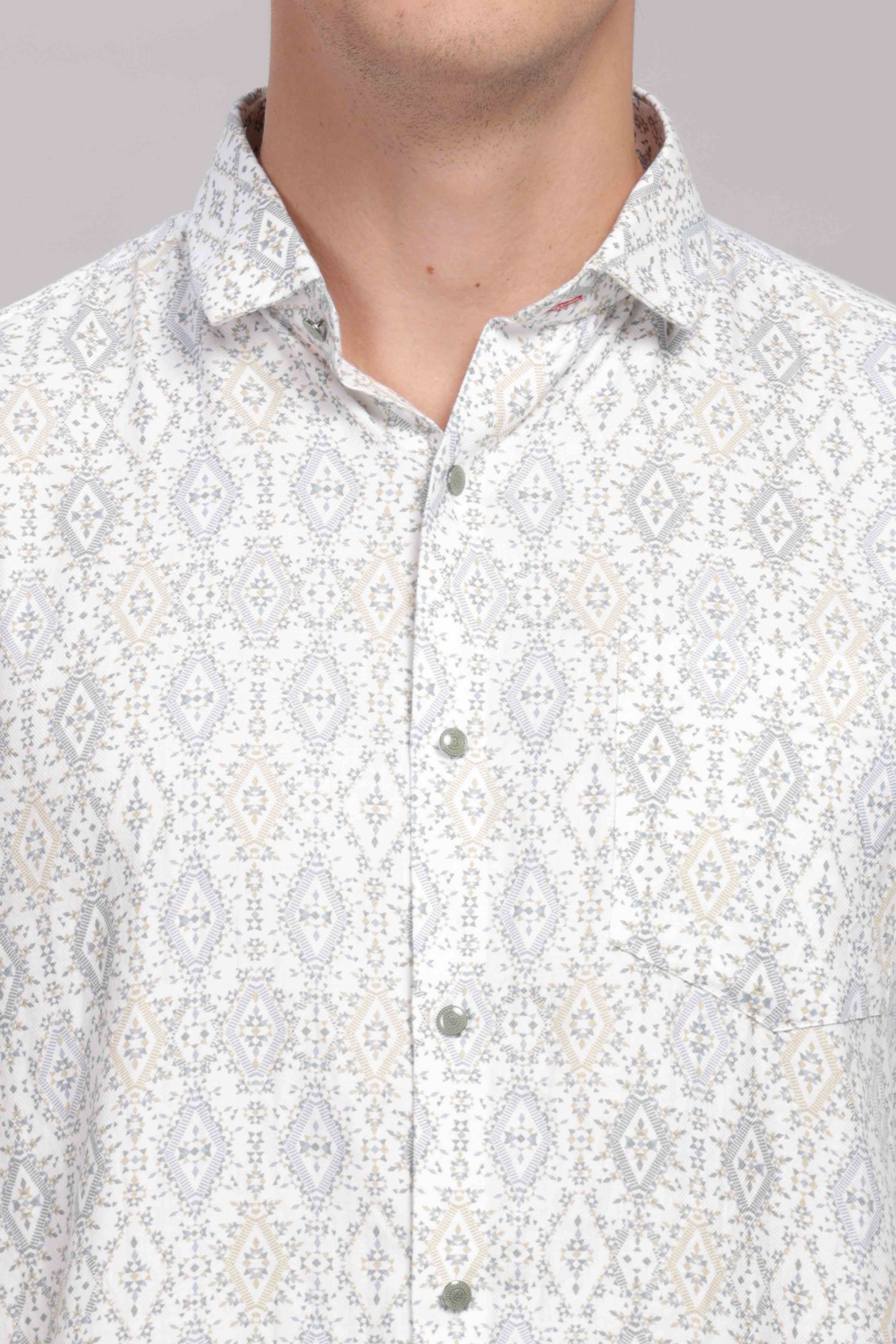 Embroided Diamonds Printed Shirt
