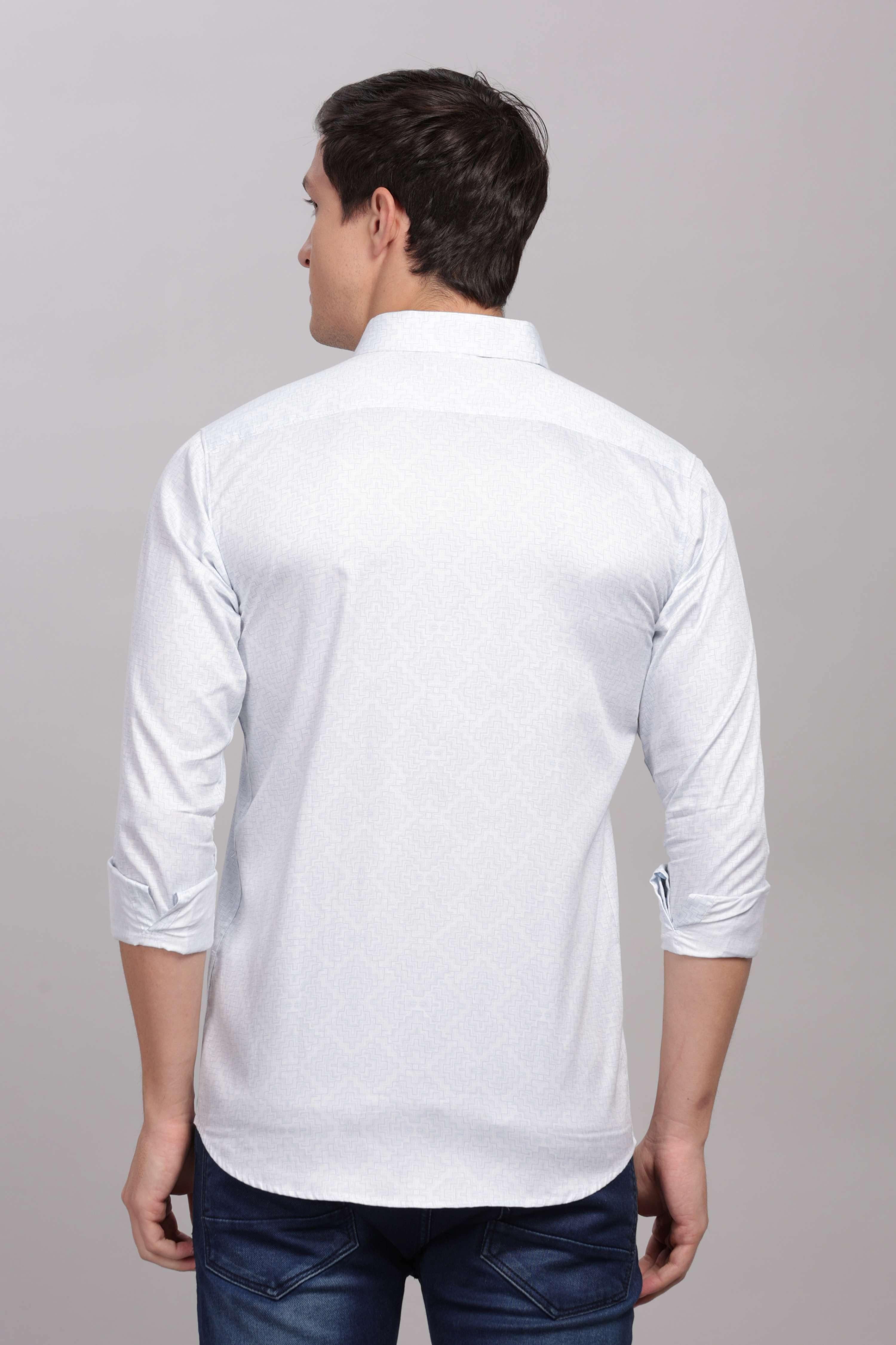 Geometric Maze Printed White Shirt