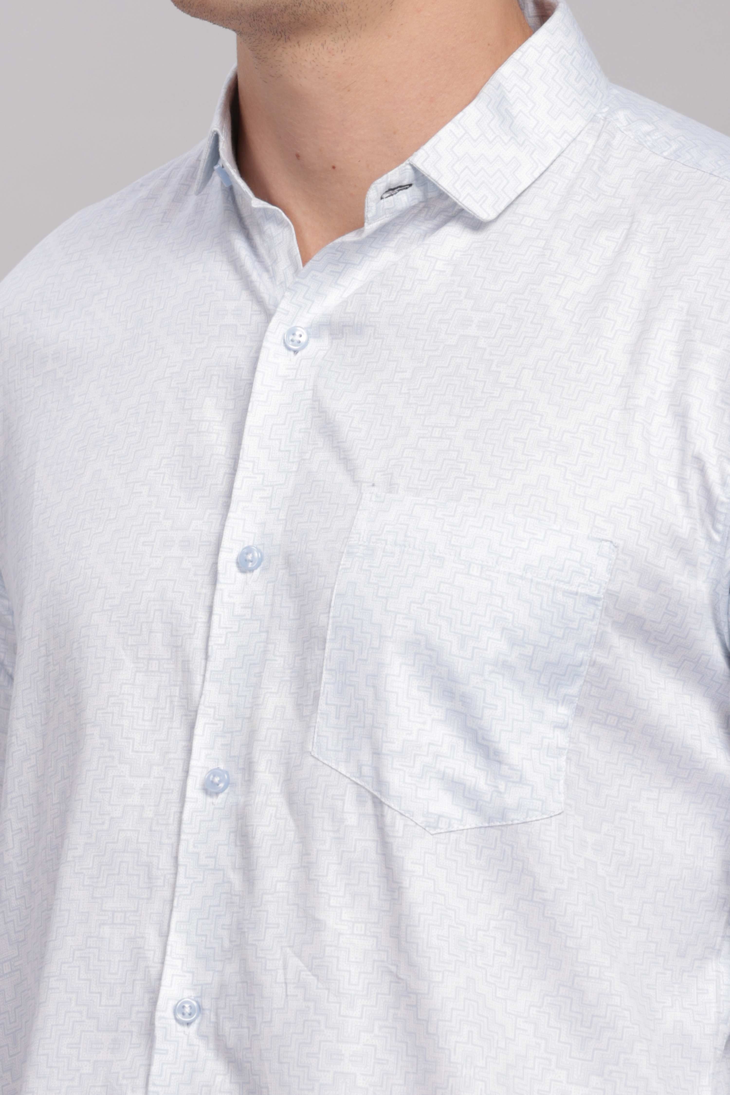Geometric Maze Printed White Shirt