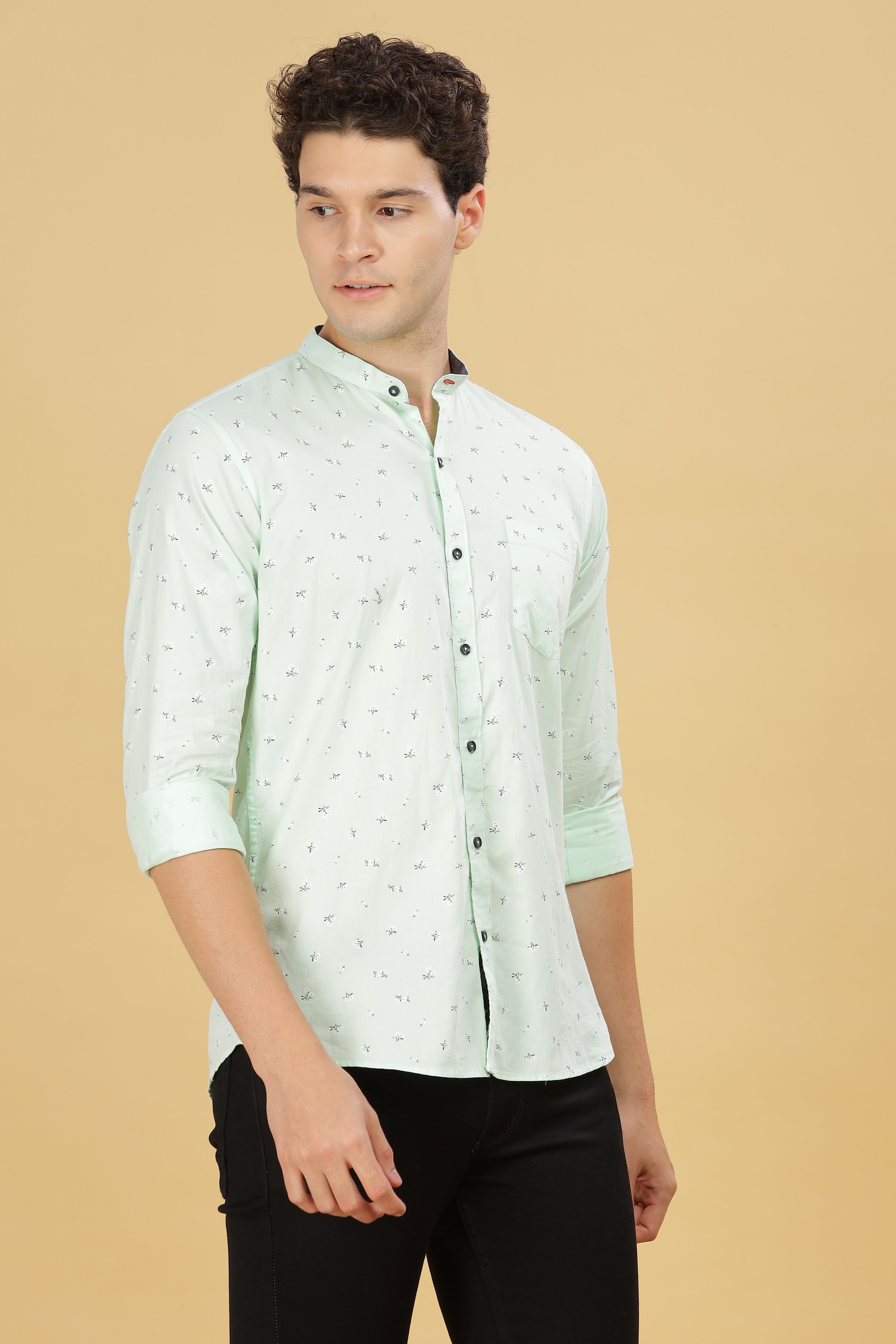 Twin floral white printed shirt