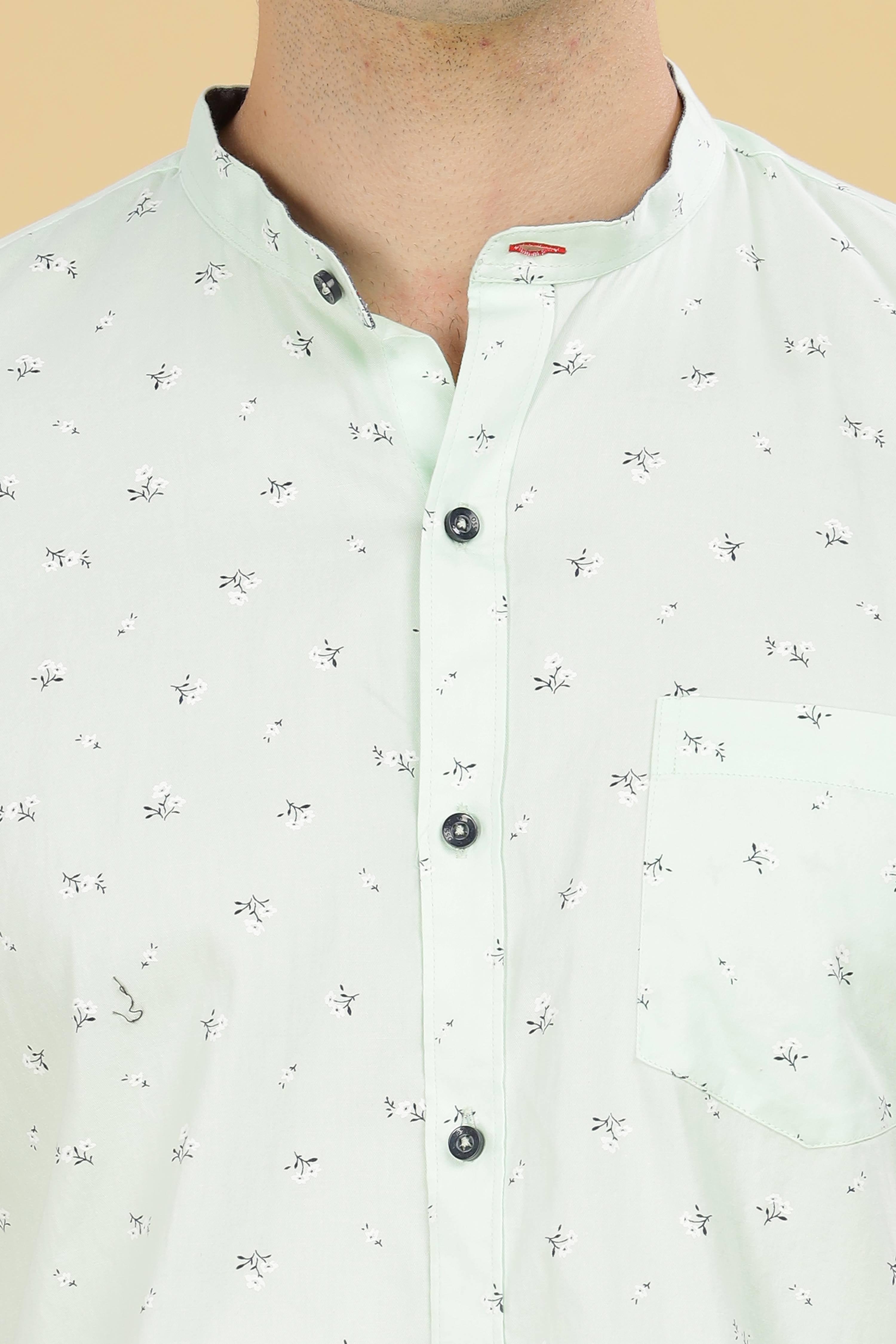 Twin floral white printed shirt