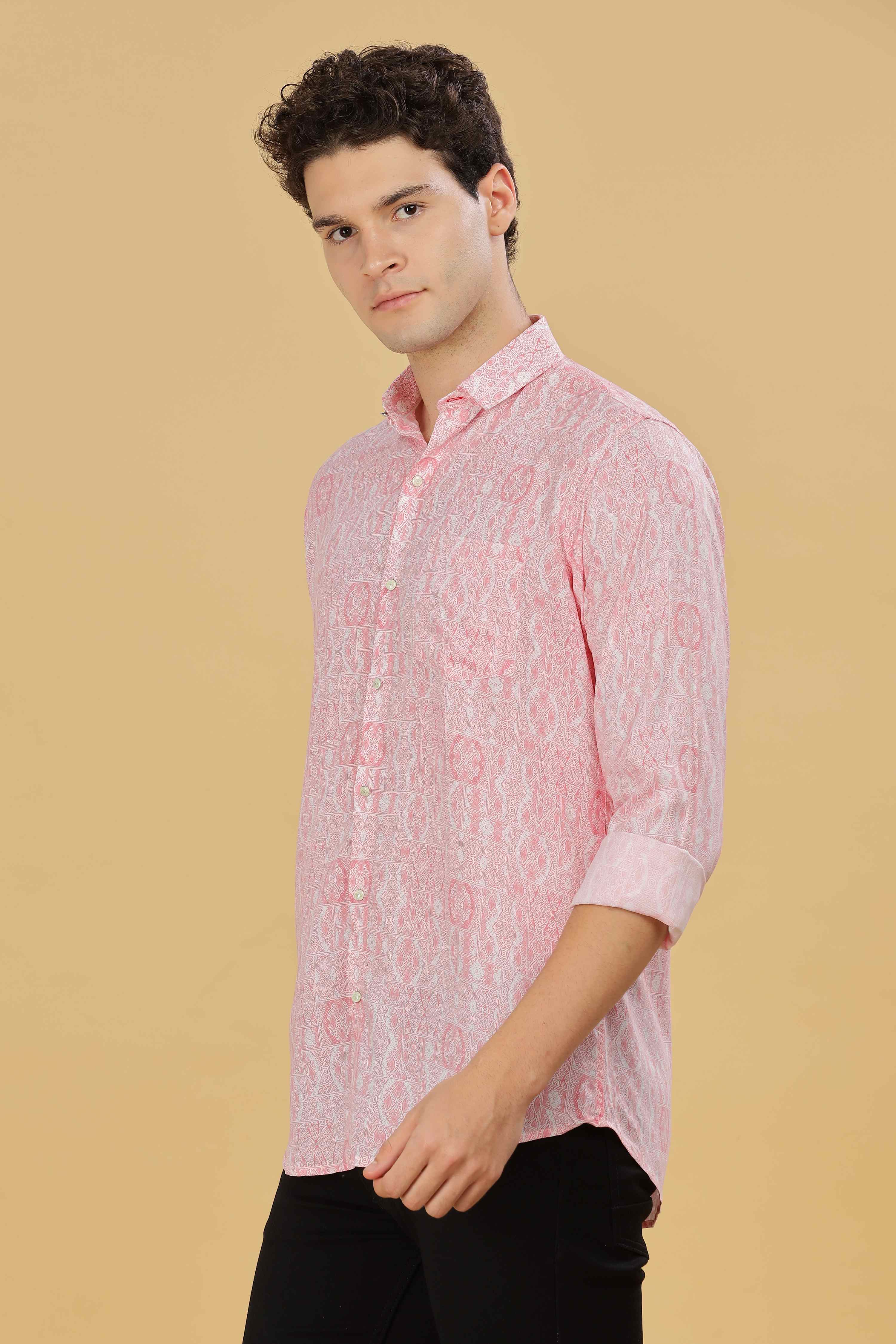 Pink Designer Printed Shirt