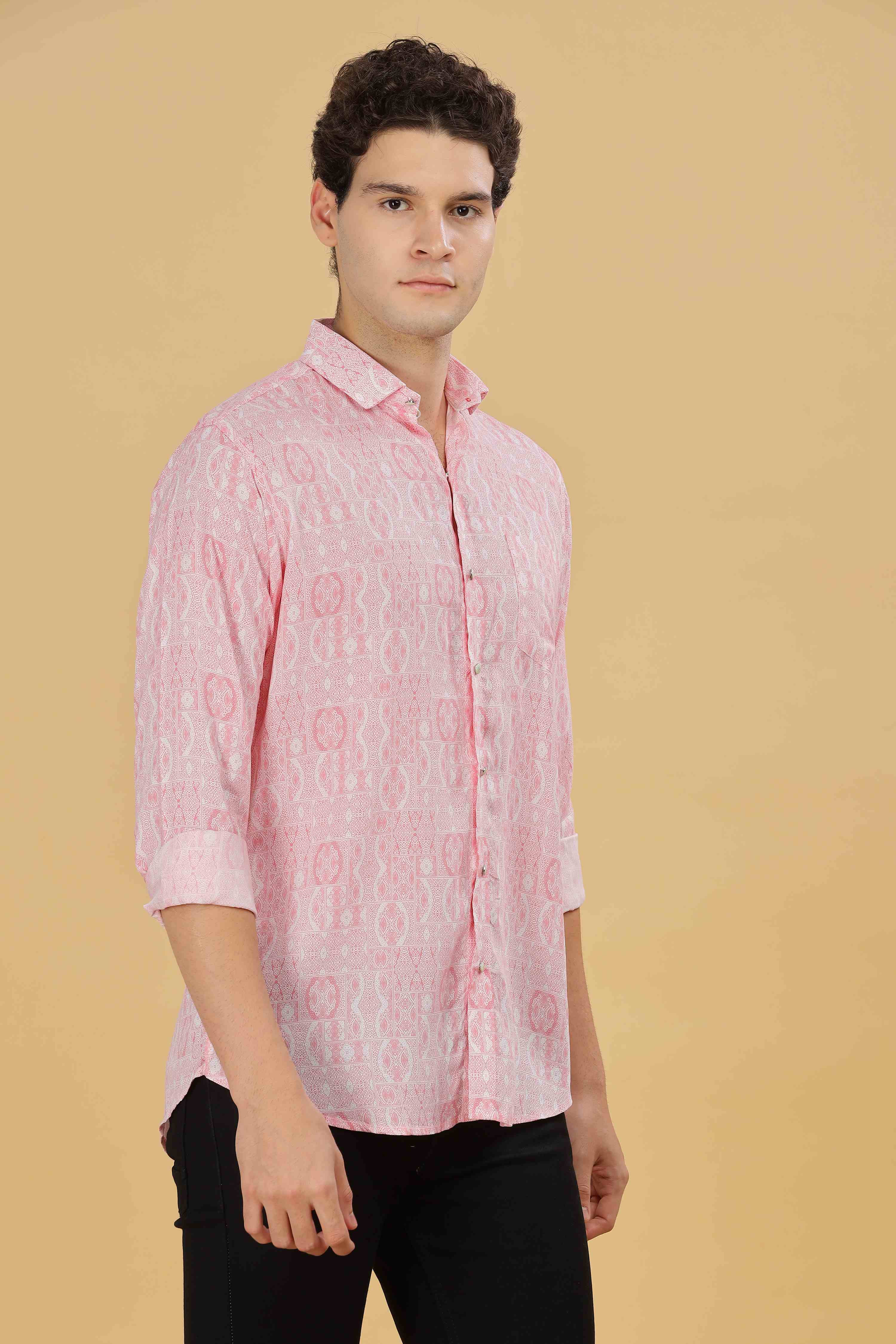 Pink Designer Printed Shirt