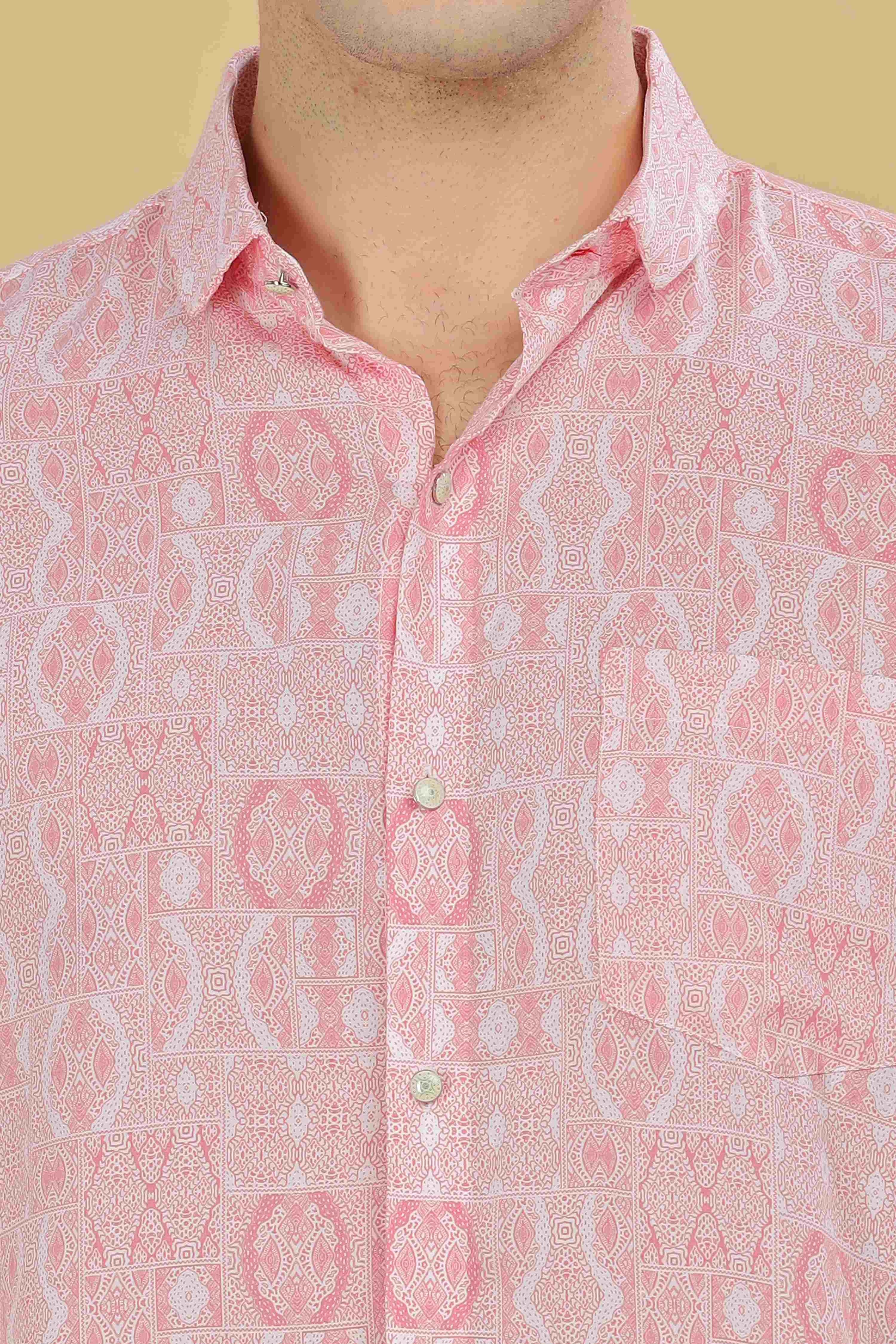 Pink Designer Printed Shirt