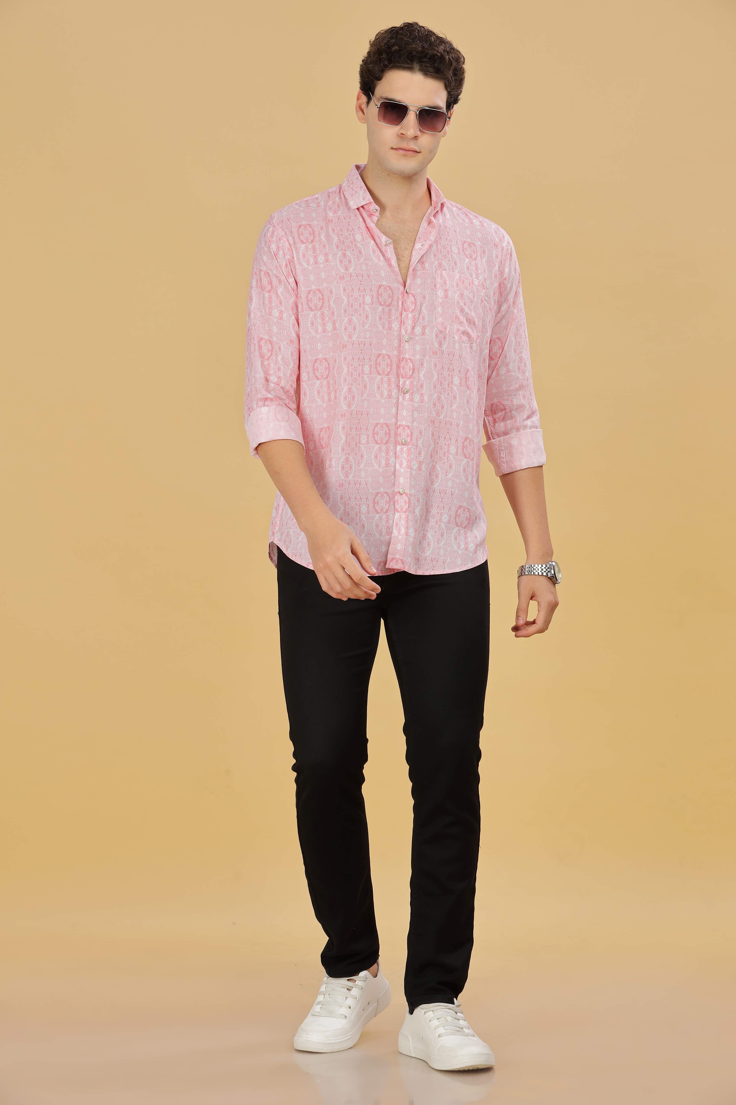 Pink Designer Printed Shirt