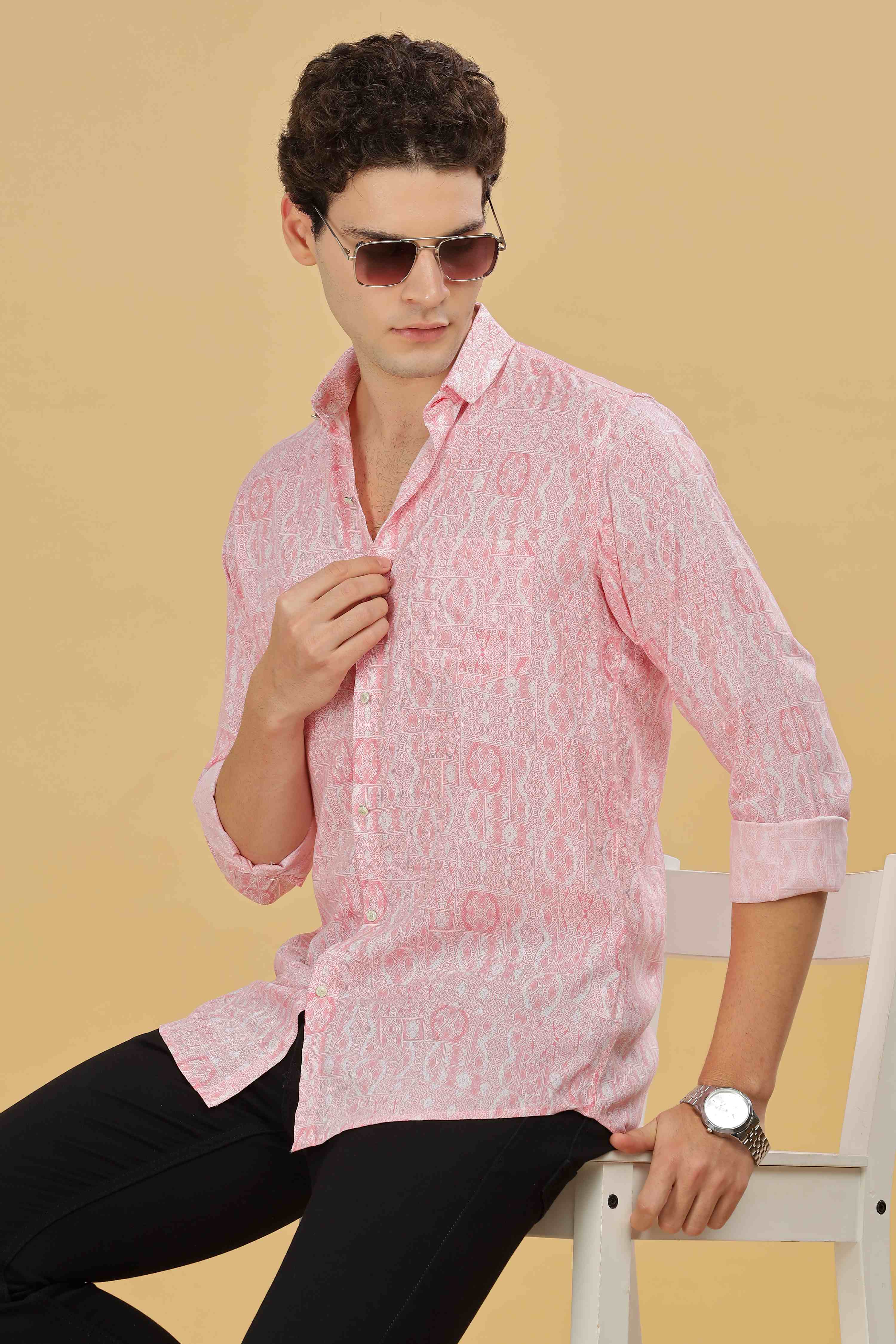 Pink Designer Printed Shirt