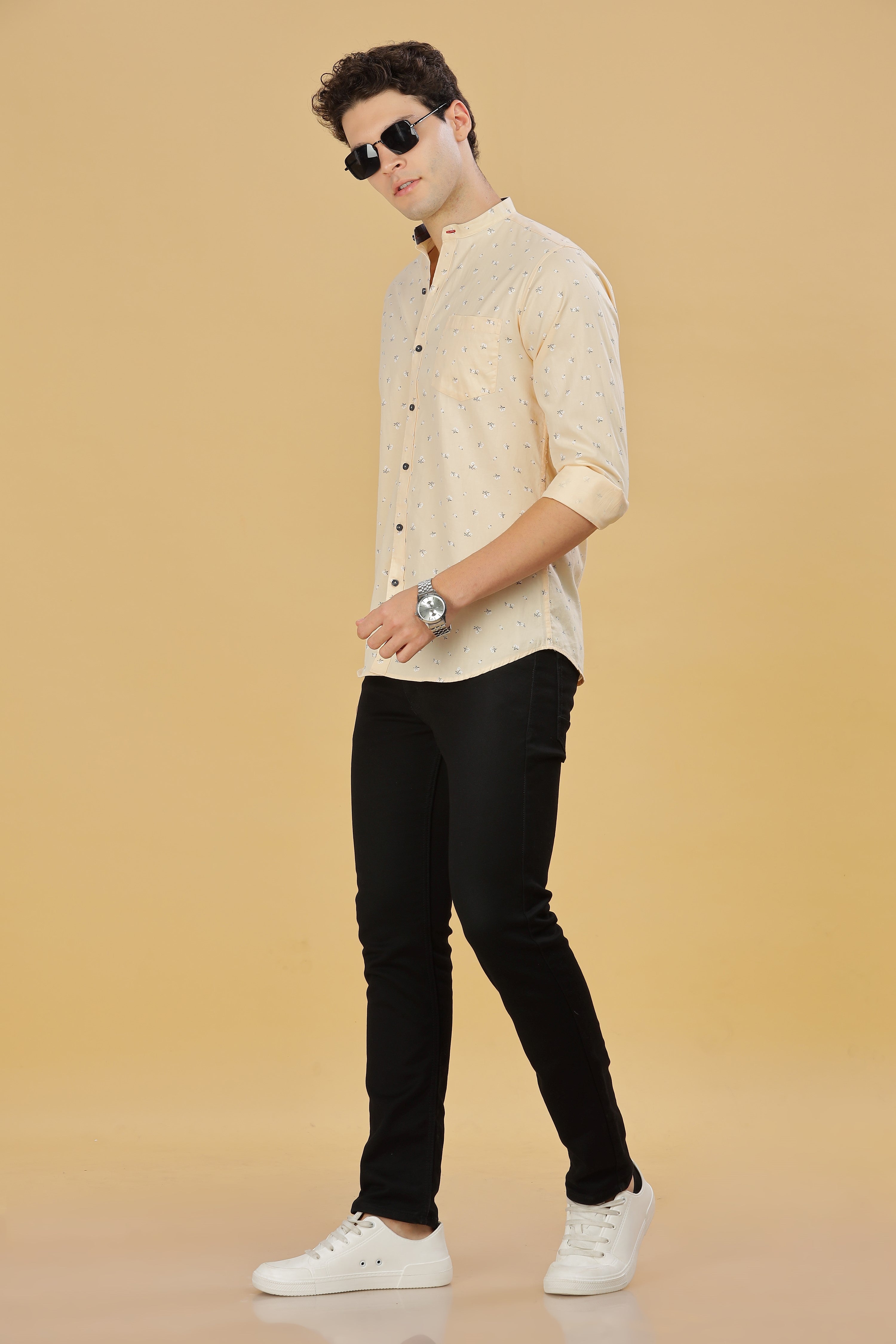 Twin floral Beige printed shirt