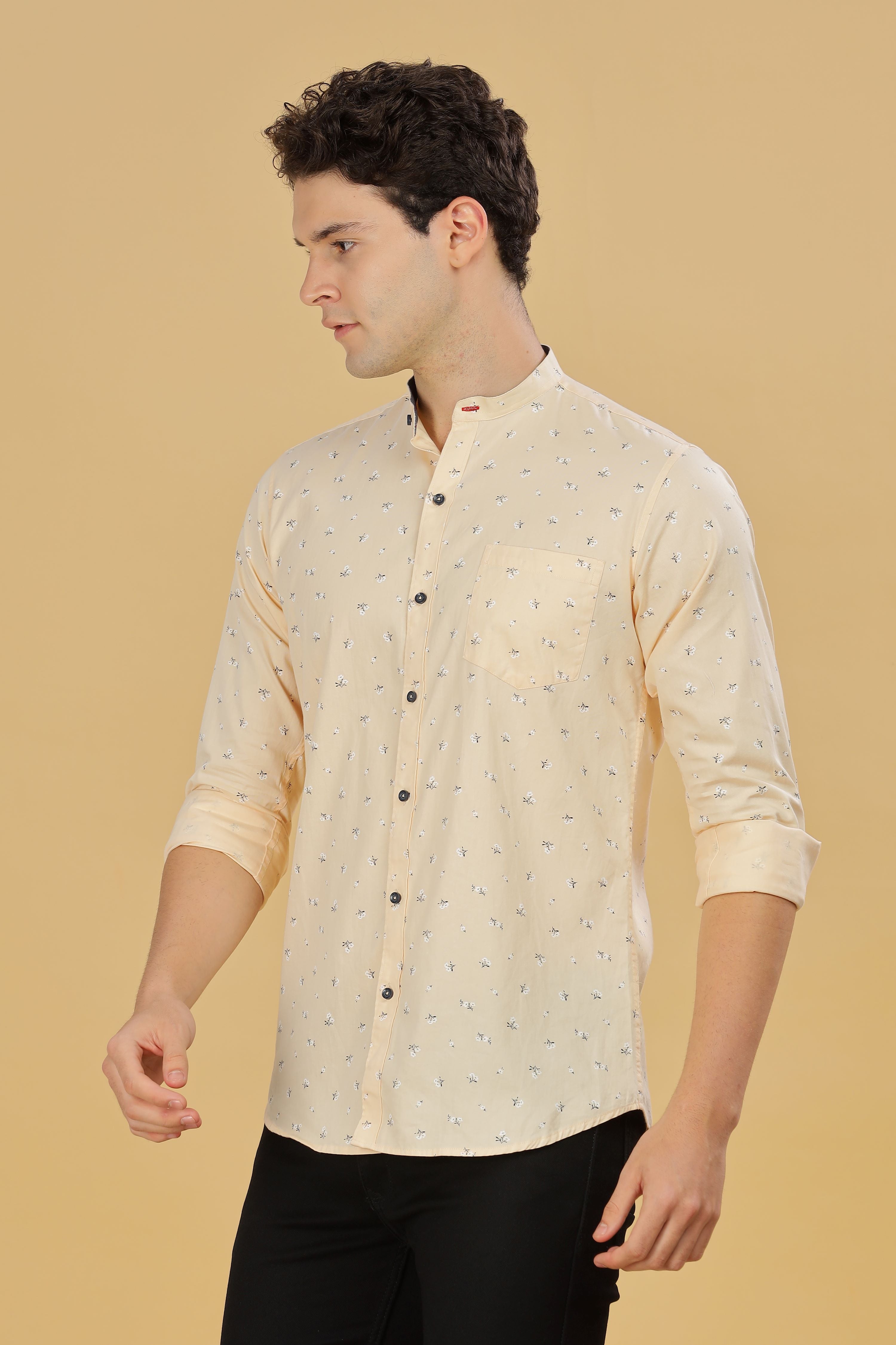 Twin floral Beige printed shirt