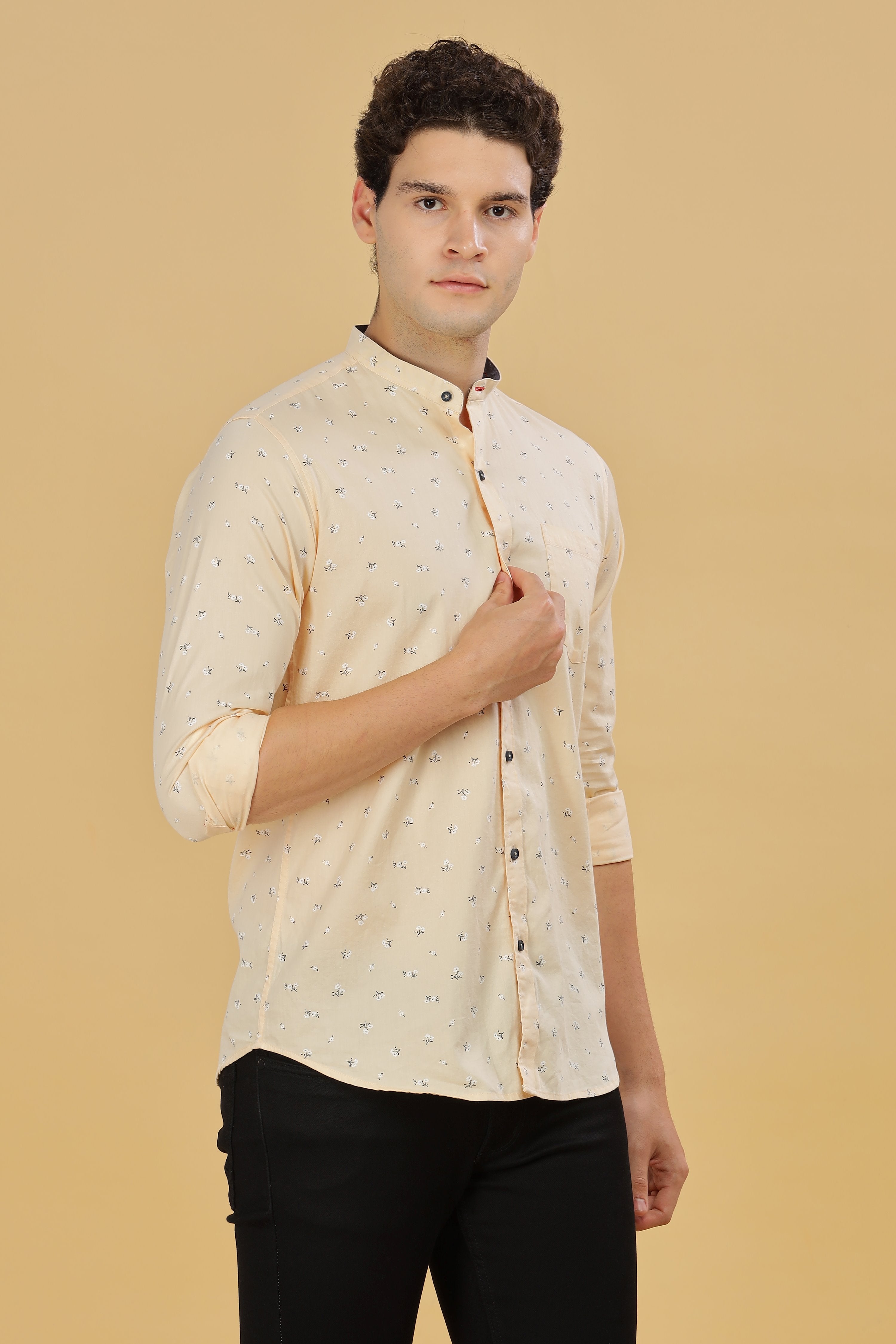 Twin floral Beige printed shirt